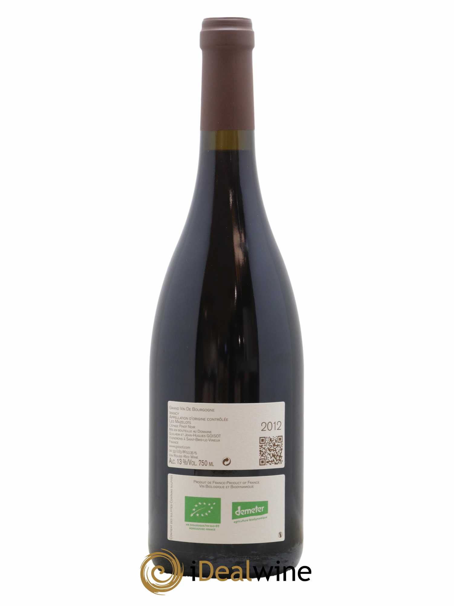 Irancy Les Mazelots Goisot 2012 - Lot de 1 bouteille - 1