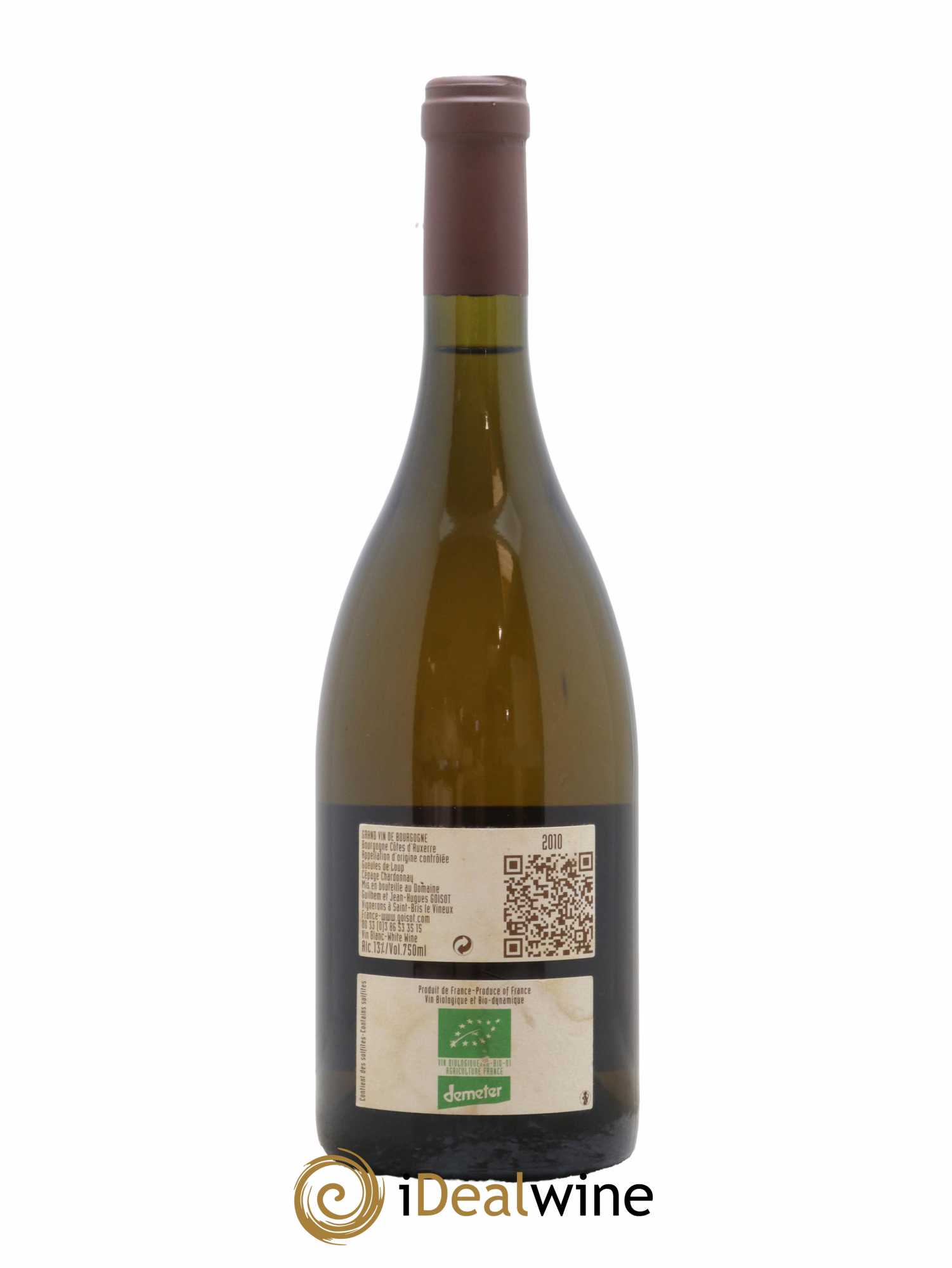 Bourgogne Côtes d'Auxerre Gueules de Loup Goisot 2010 - Lot de 1 bouteille - 1