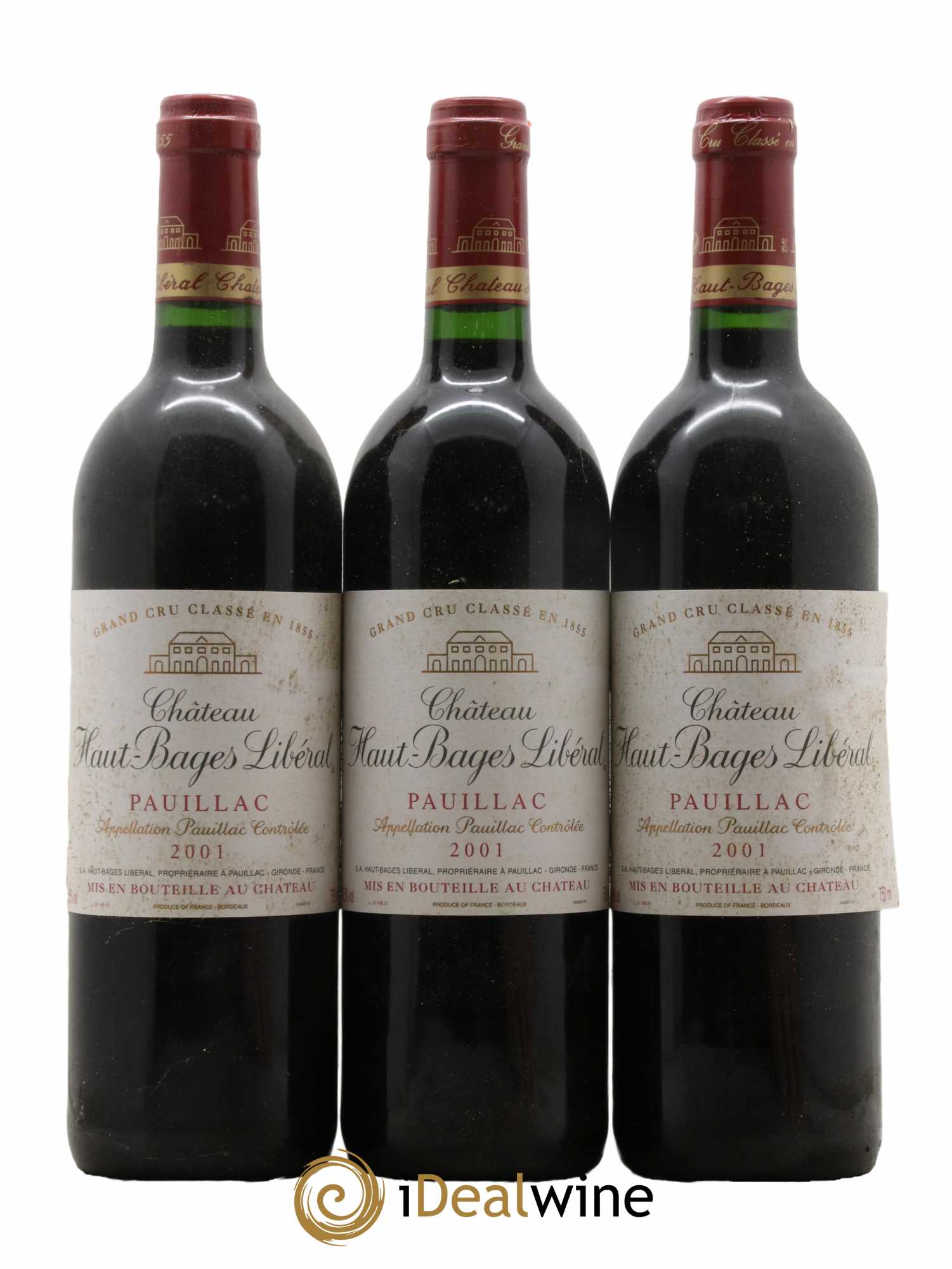 Château Haut Bages Libéral 5ème Grand Cru Classé 2001 - Lot de 3 bouteilles - 0