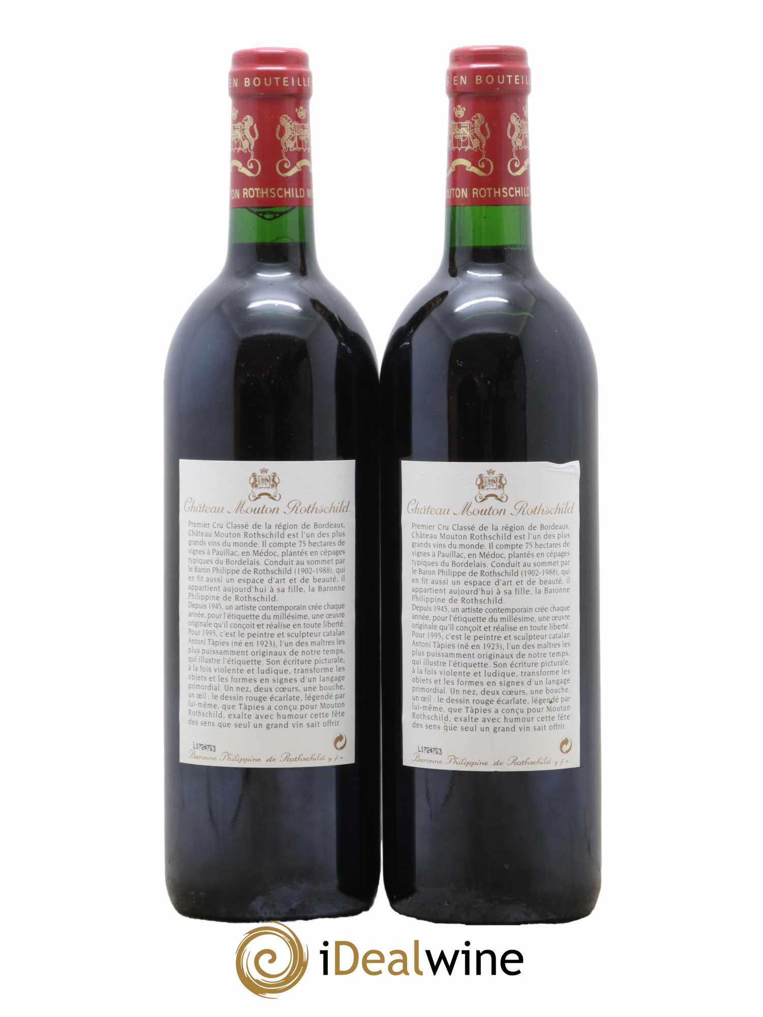 Château Mouton Rothschild 1er Grand Cru Classé 1995 - Lot de 2 bouteilles - 1