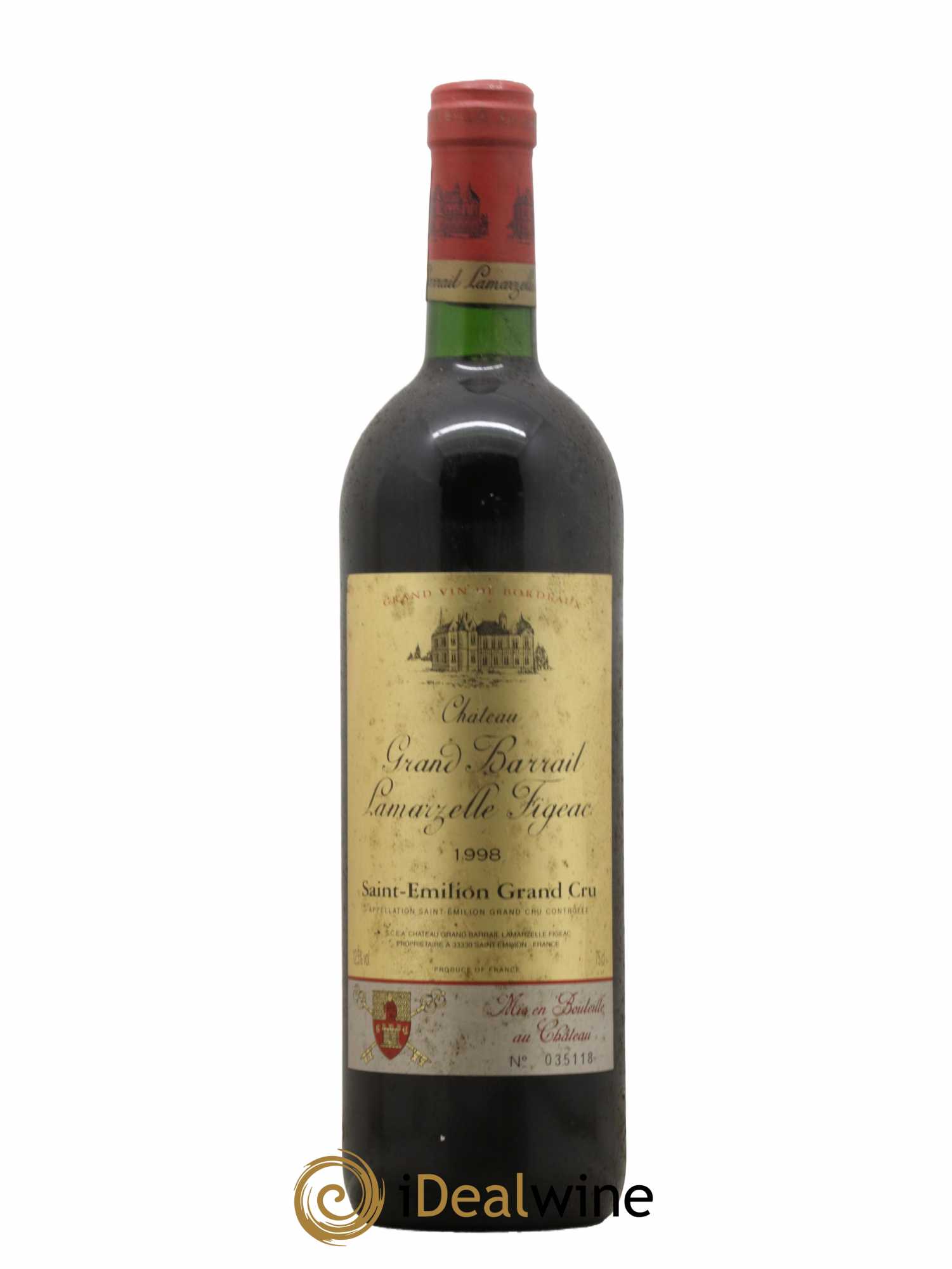 Château Grand Barrail Lamarzelle Figeac Grand Cru Classé 1998 - Lot de 1 bouteille - 0