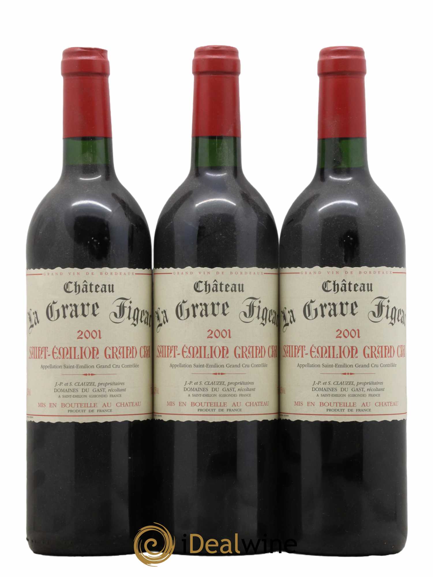 Saint-Émilion Grand Cru Château La Grave Figeac 2001 - Lot de 3 bouteilles - 0