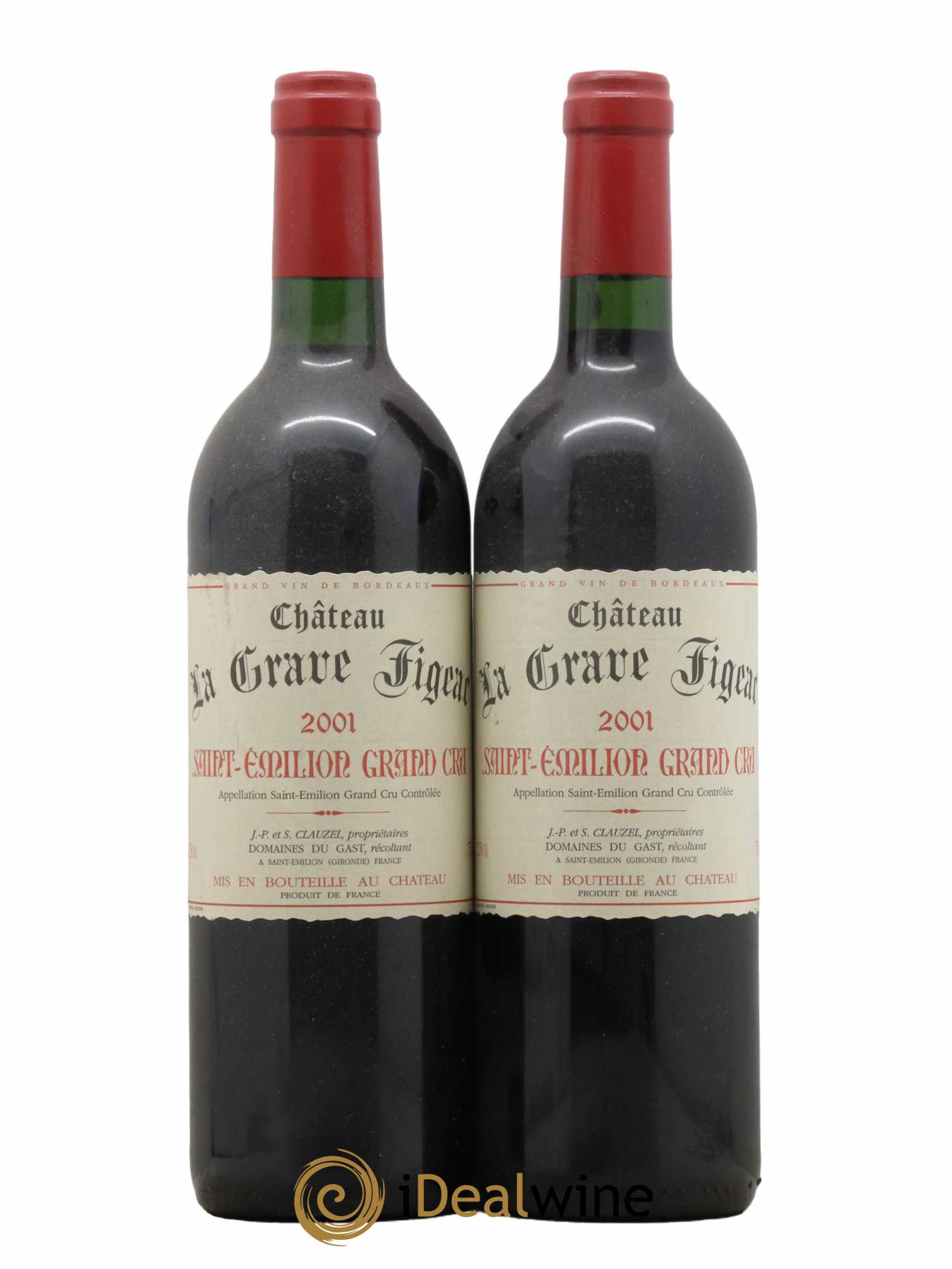 Saint-Émilion Grand Cru Château La Grave Figeac 2001 - Lot de 2 bouteilles - 0