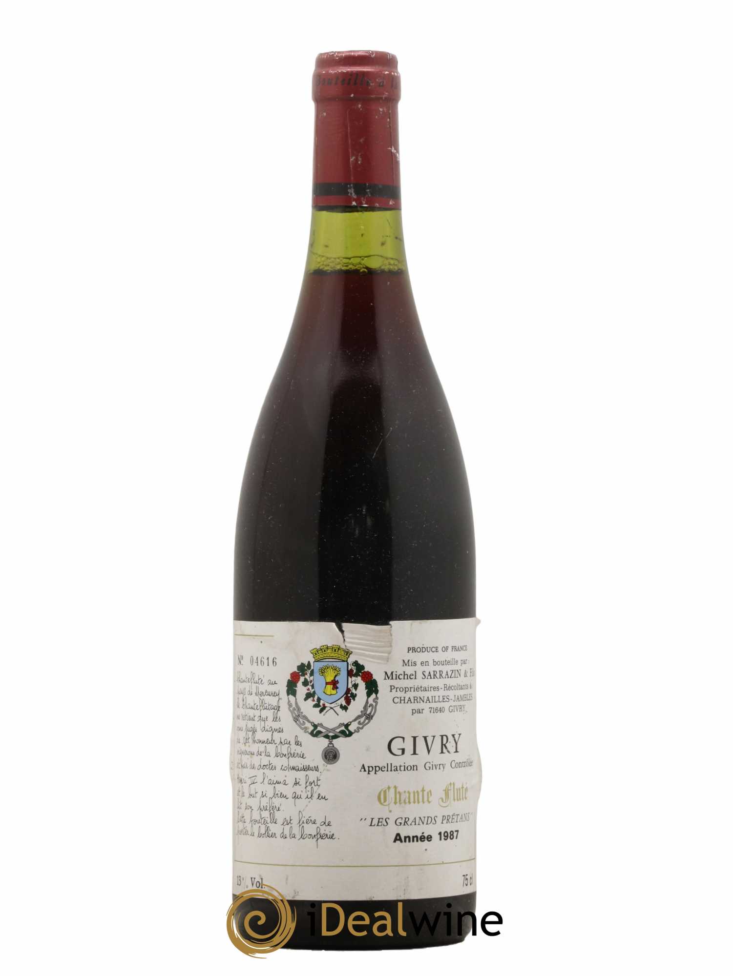 Givry Les Grands Prétans Chante Fluté 1987 - Lot de 1 bouteille - 0