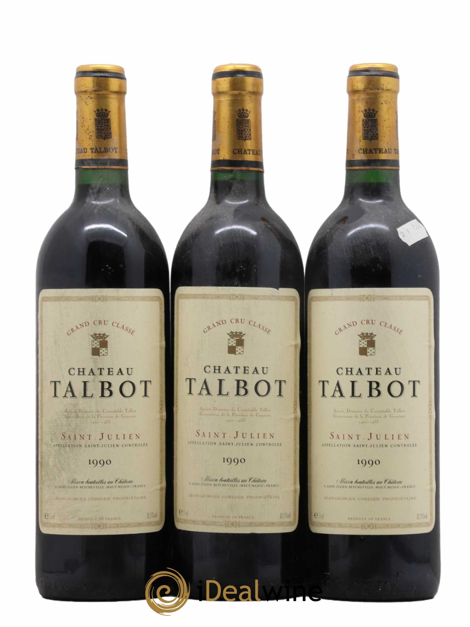 Château Talbot 4ème Grand Cru Classé 1990 - Lot de 3 bouteilles - 0
