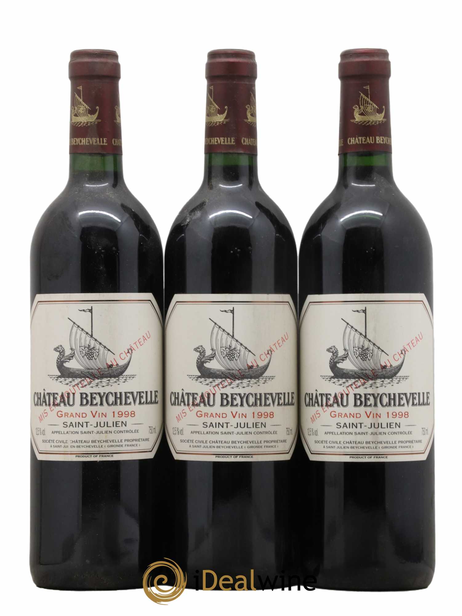 Château Beychevelle 4ème Grand Cru Classé 1998 - Lot de 3 bouteilles - 0