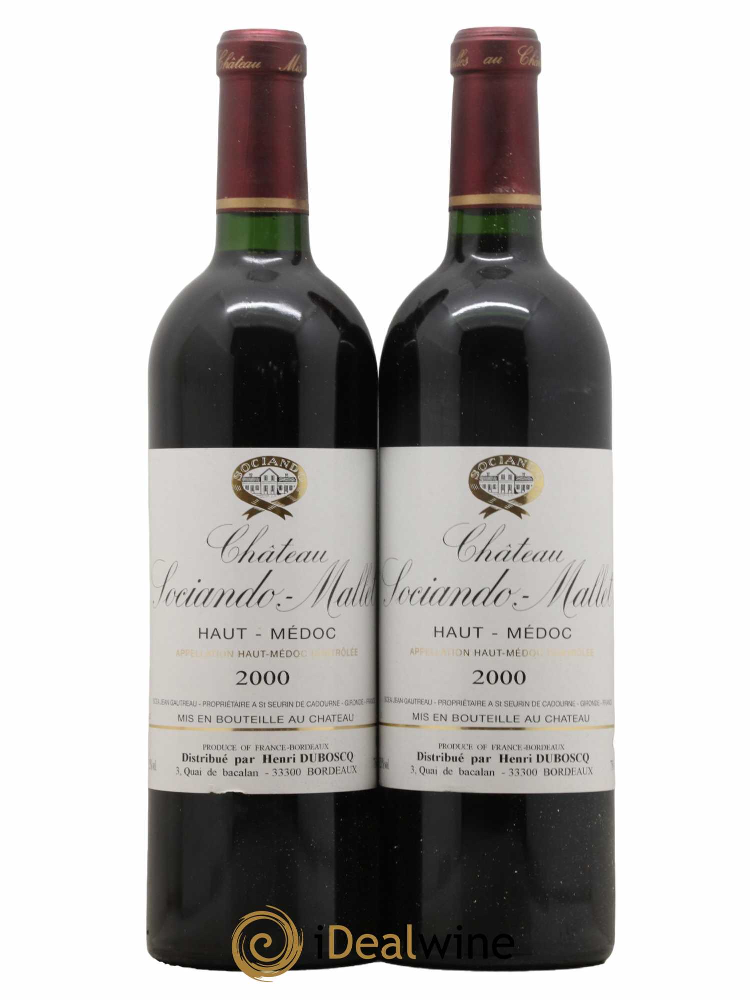 Château Sociando Mallet 2000 - Lot de 2 bouteilles - 0