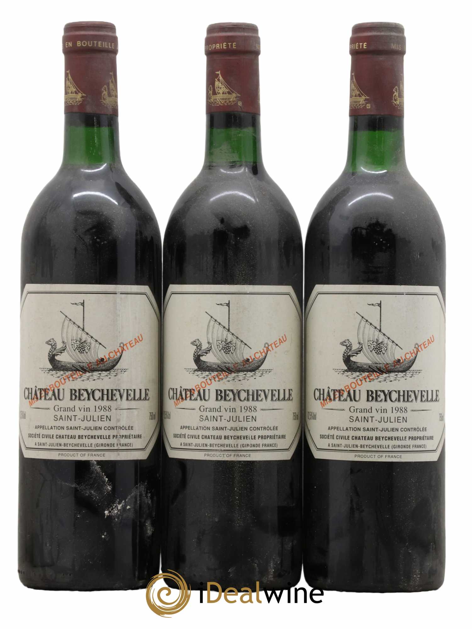 Château Beychevelle 4ème Grand Cru Classé 1988 - Lot de 3 bouteilles - 0