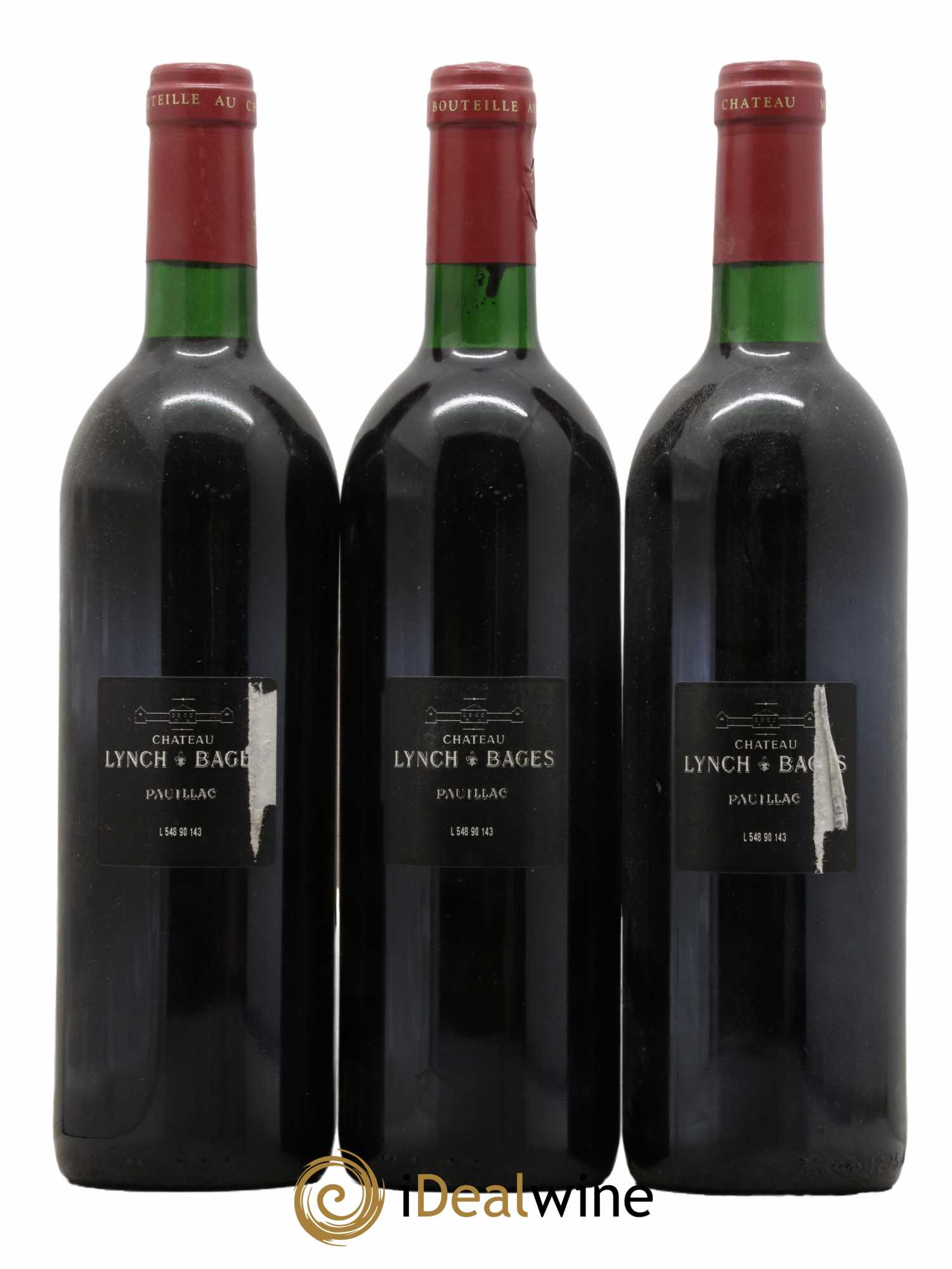 Château Lynch Bages 5ème Grand Cru Classé 1990 - Lot de 3 bouteilles - 1