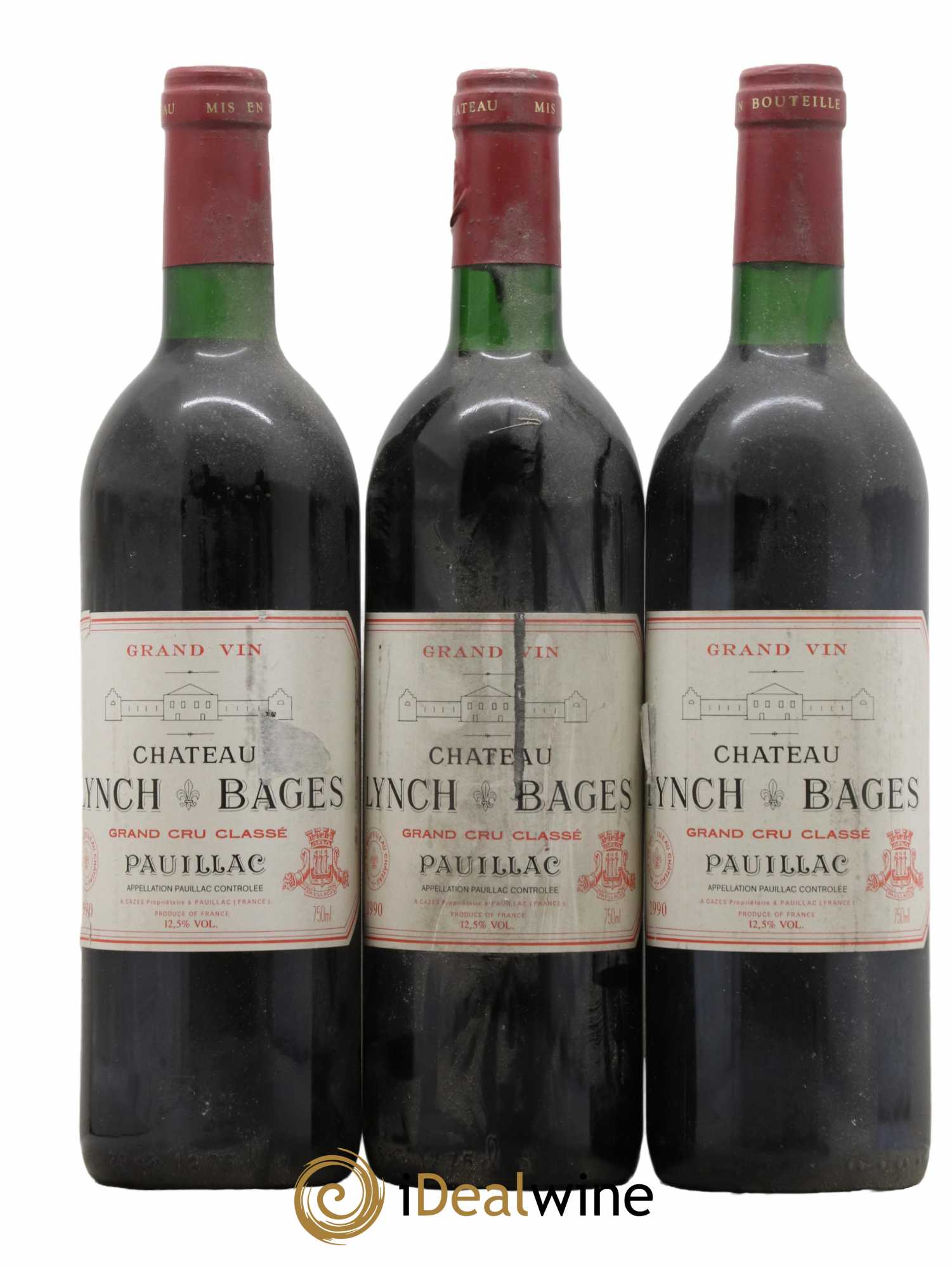 Château Lynch Bages 5ème Grand Cru Classé 1990 - Lot de 3 bouteilles - 0