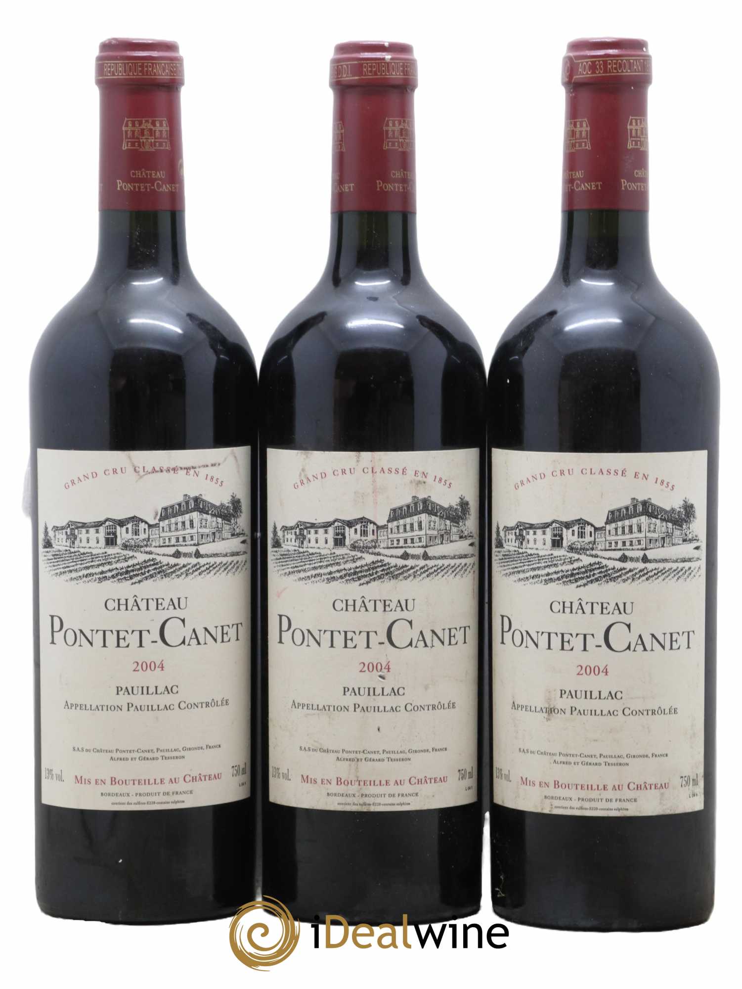 Château Pontet Canet 5ème Grand Cru Classé 2004 - Lot de 3 bouteilles - 0