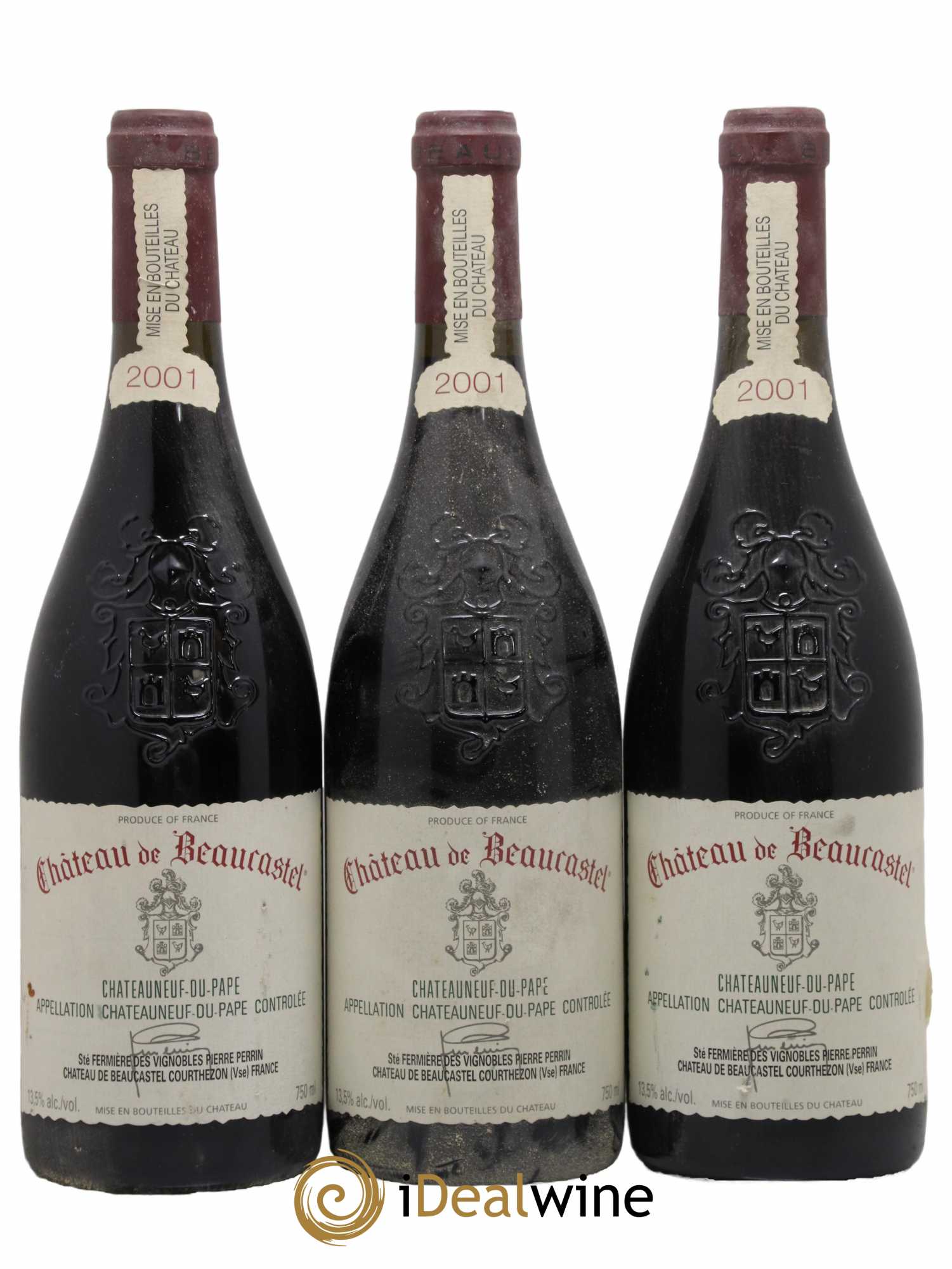 Châteauneuf-du-Pape Château de Beaucastel Famille Perrin 2001 - Lot de 3 bouteilles - 0