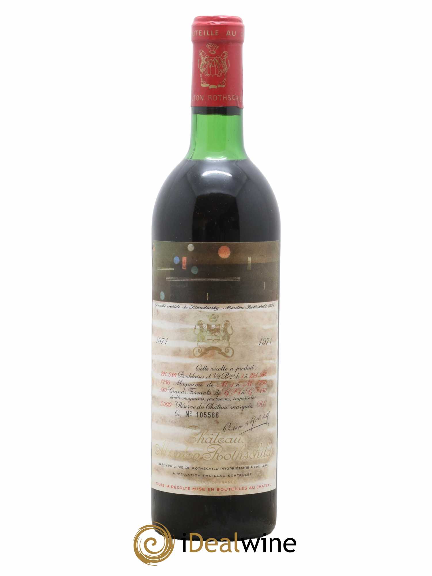 Château Mouton Rothschild 1er Grand Cru Classé 1971 - Lot de 1 bouteille - 0