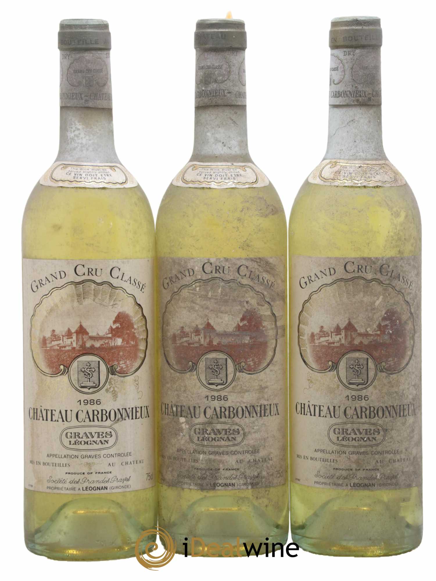 Château Carbonnieux Cru Classé de Graves 1986 - Lot de 3 bouteilles - 0
