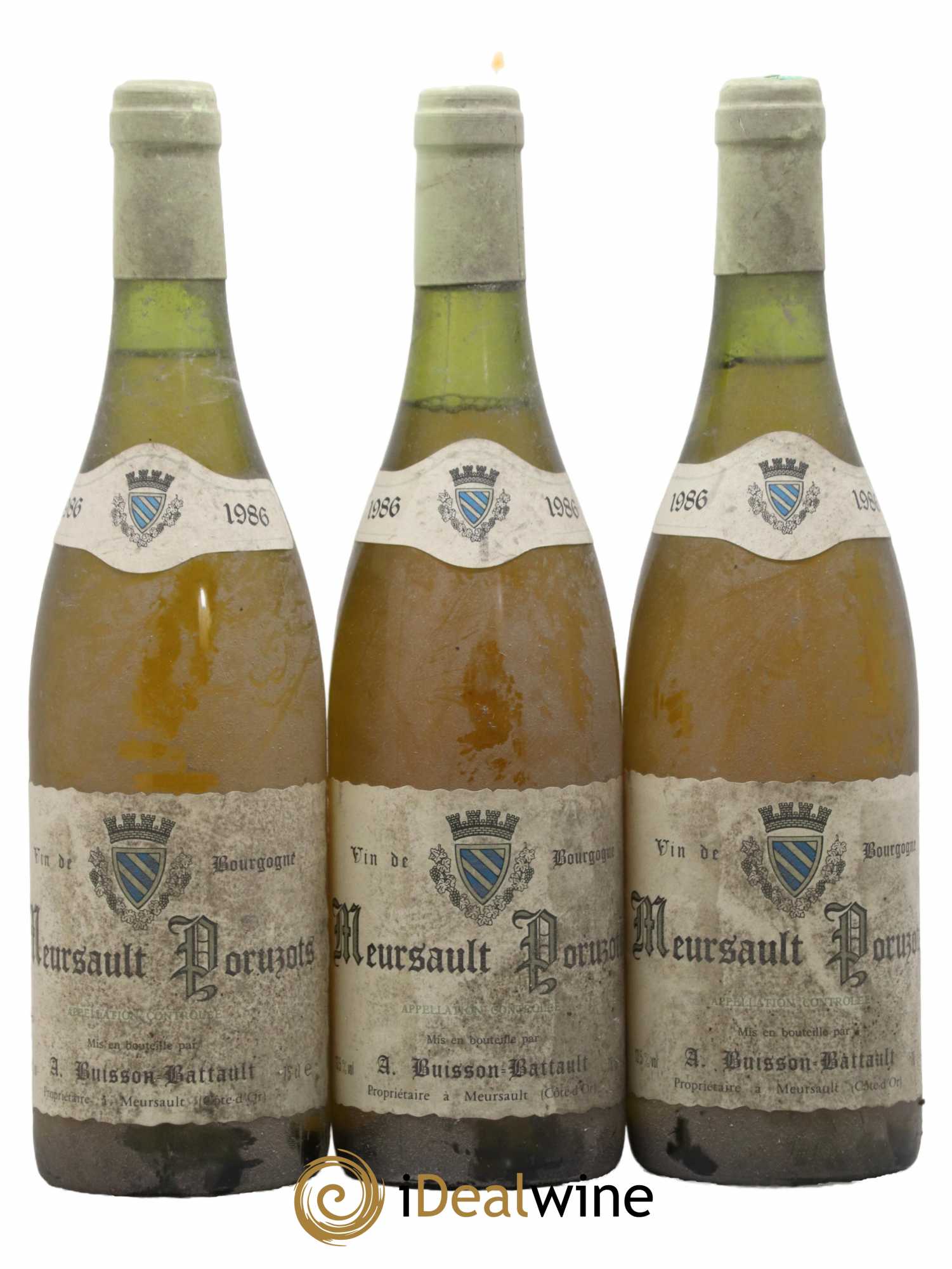 Meursault 1er Cru Poruzots Domaine Buisson Battault 1986 - Lot de 3 bouteilles - 0