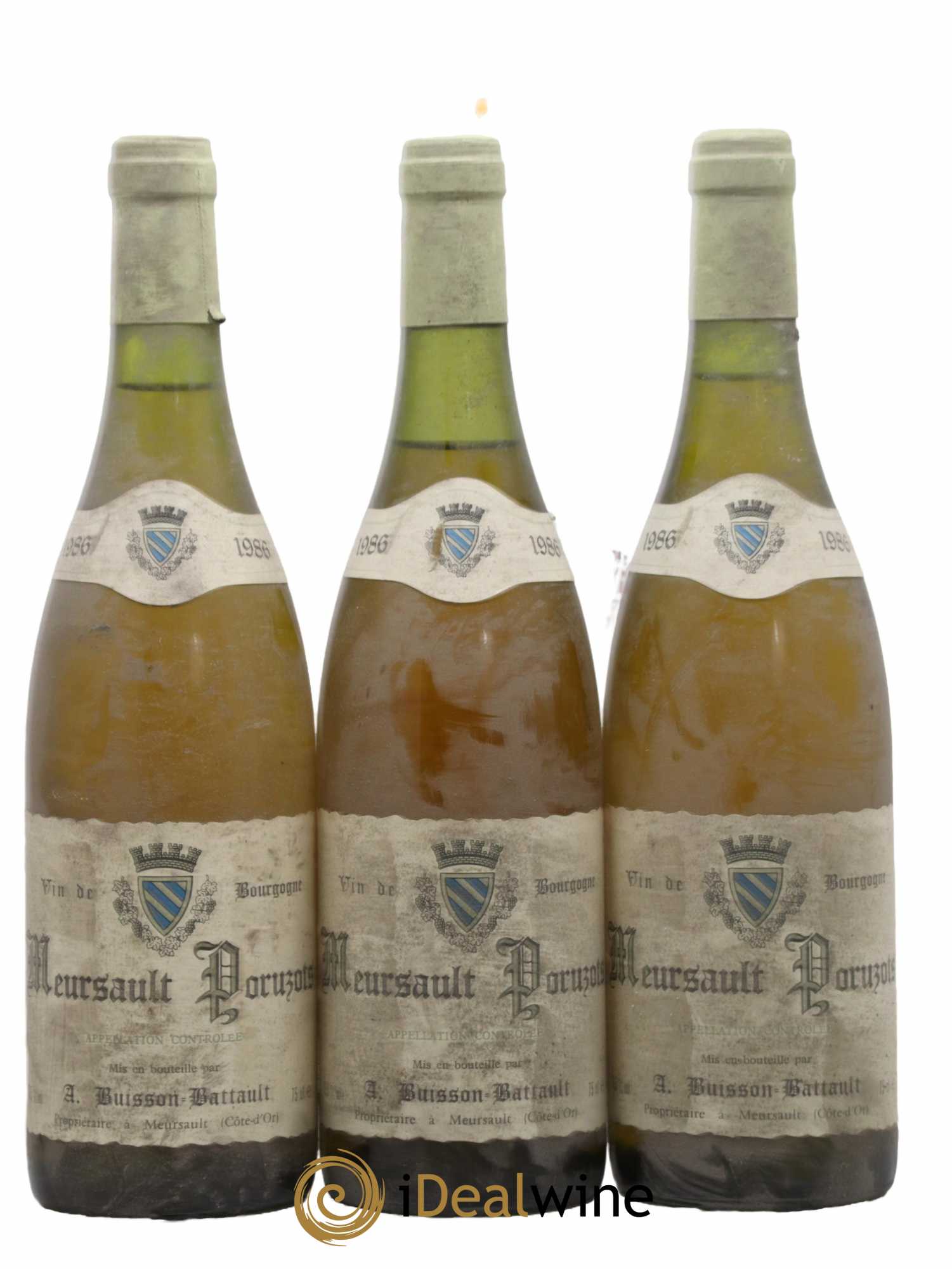 Meursault 1er Cru Poruzots Domaine Buisson Battault 1986 - Lot de 3 bouteilles - 0