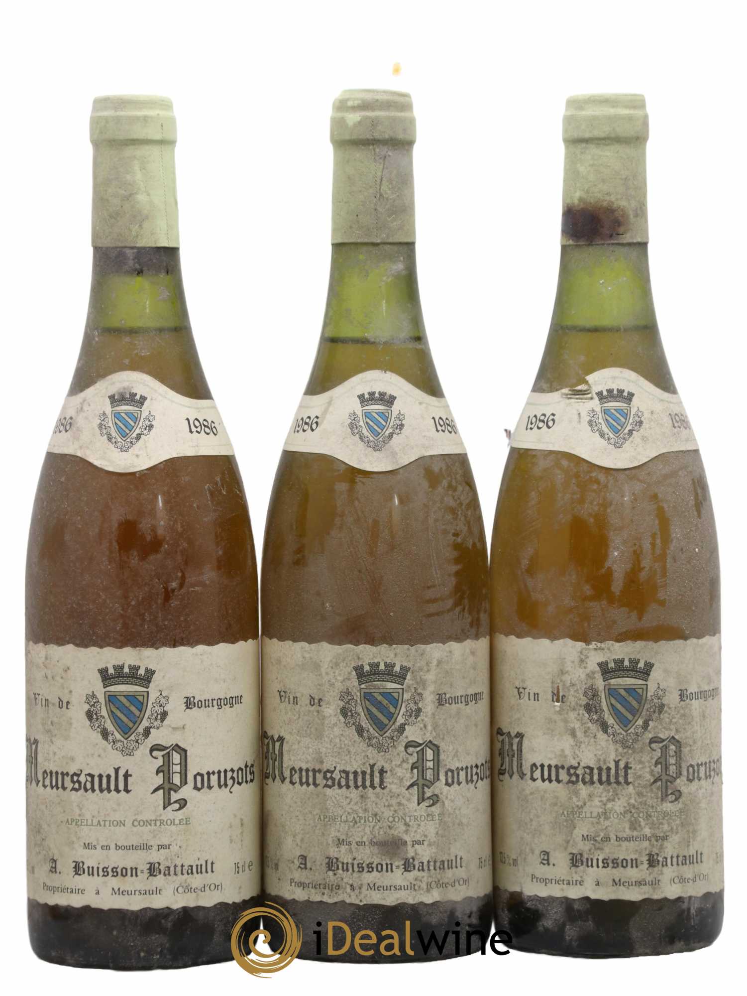 Meursault 1er Cru Poruzots Domaine Buisson Battault 1986 - Lot de 3 bouteilles - 0