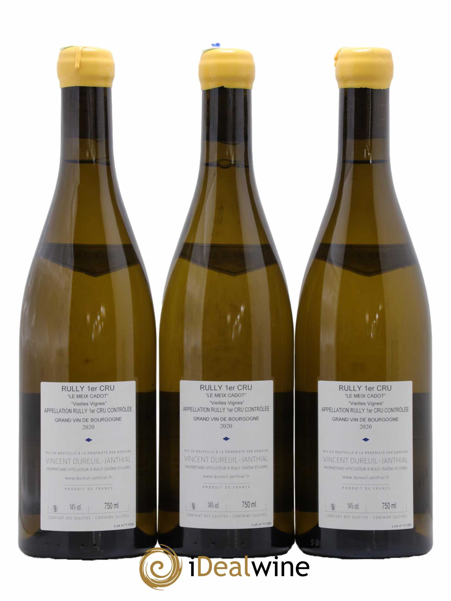 Rully 1er Cru Le Meix Cadot Vieilles Vignes Vincent Dureuil-Janthial 2020 - Lot de 3 bouteilles - 1