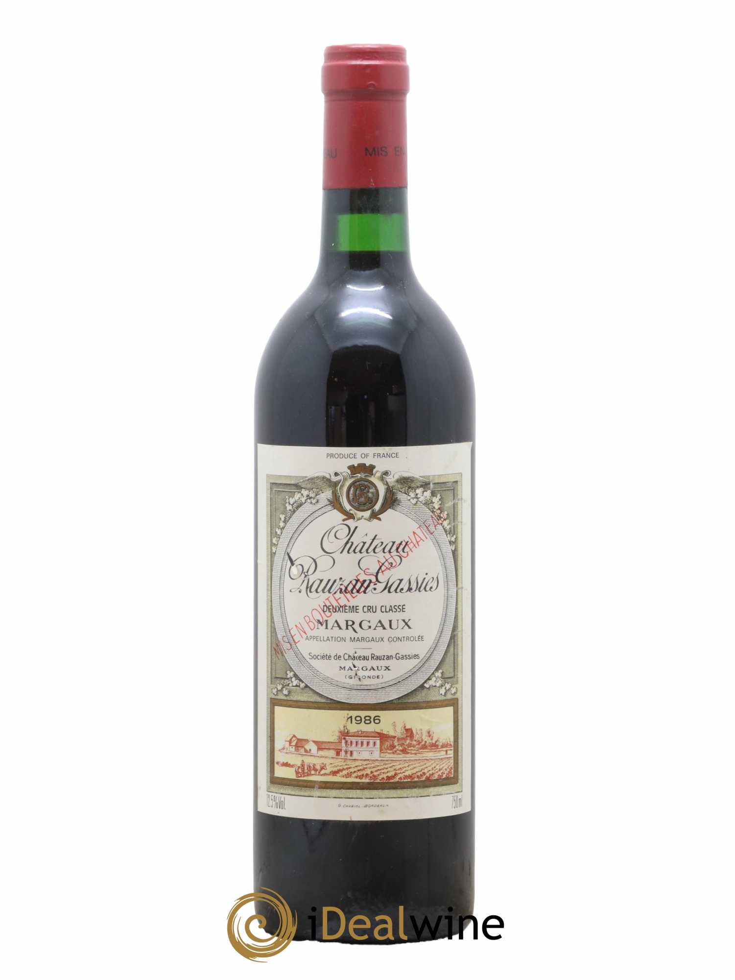 Château Rauzan-Gassies 2ème Grand Cru Classé 1986 - Lot de 1 bouteille - 0
