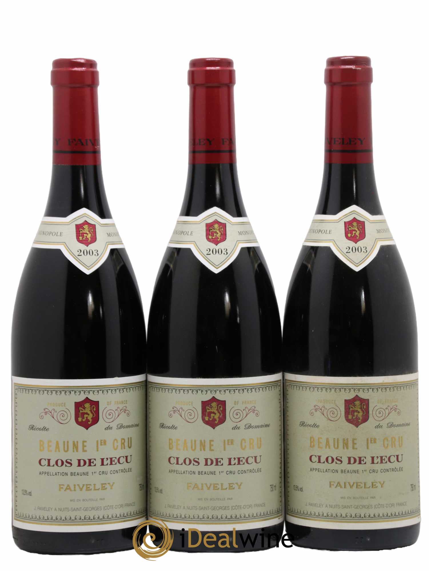 Beaune 1er Cru Clos de l'Ecu Faiveley 2003 - Lot de 3 bouteilles - 0