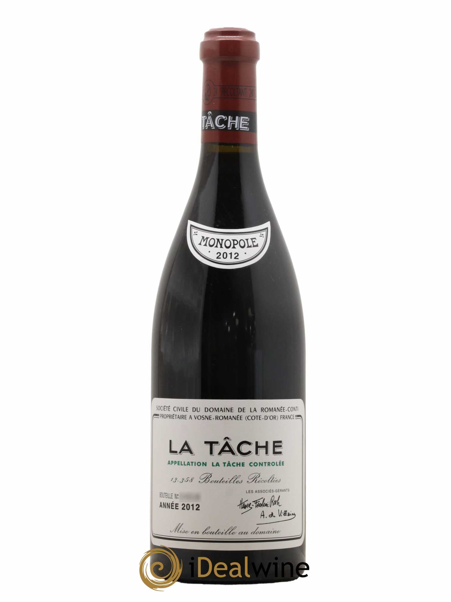 La Tâche Grand Cru Domaine de la Romanée-Conti 2012 - Lot de 1 bouteille - 0