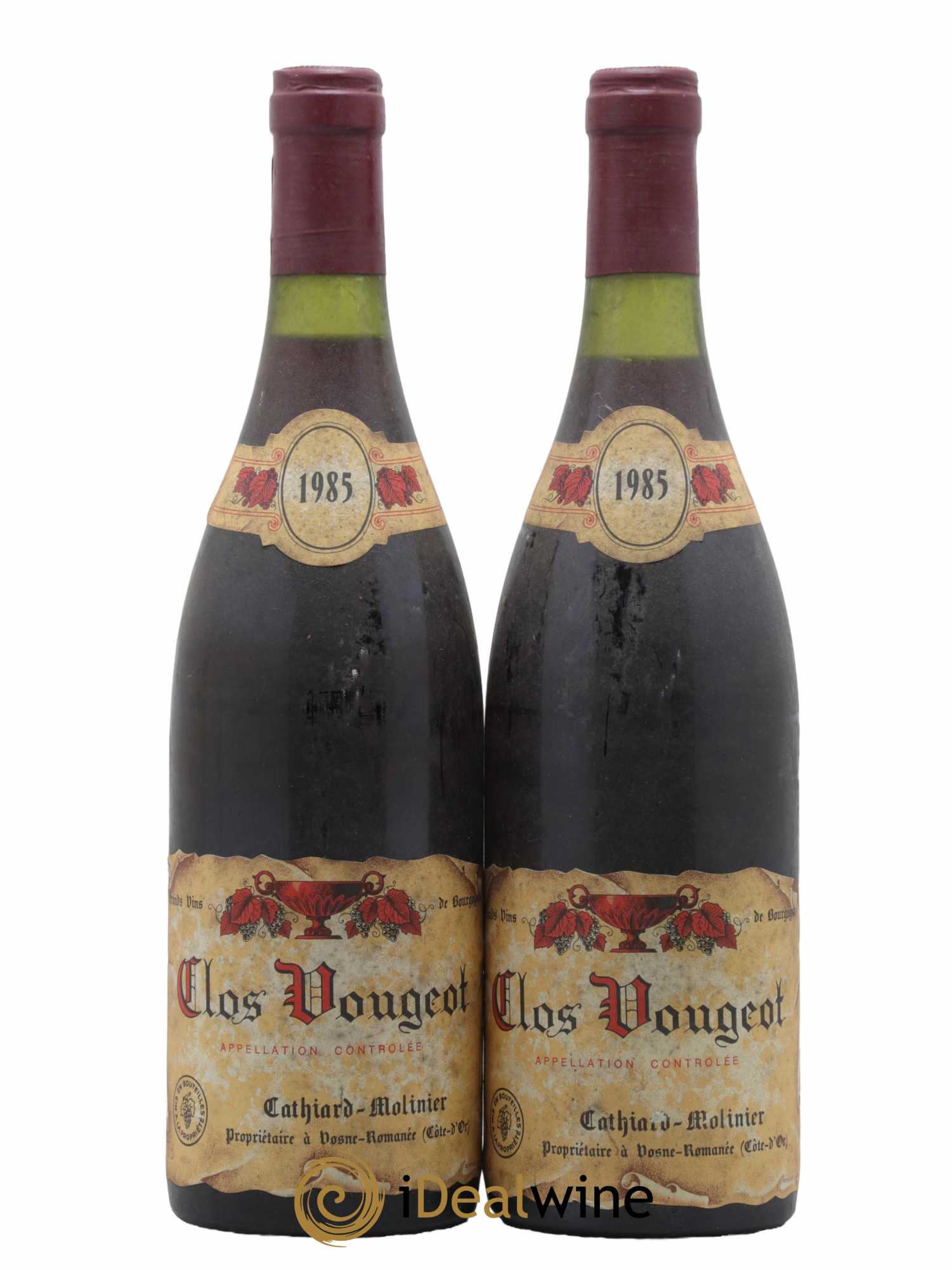 Clos de Vougeot Grand Cru Cathiard Molinier 1985 - Lot de 2 bouteilles - 0