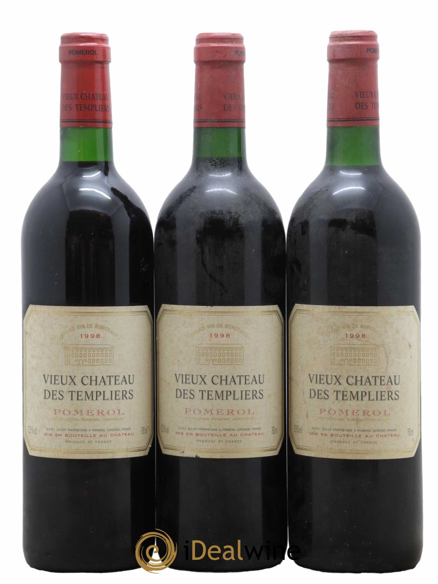 Pomerol Vieux Château Des Templiers 1998 - Lot de 3 bouteilles - 0