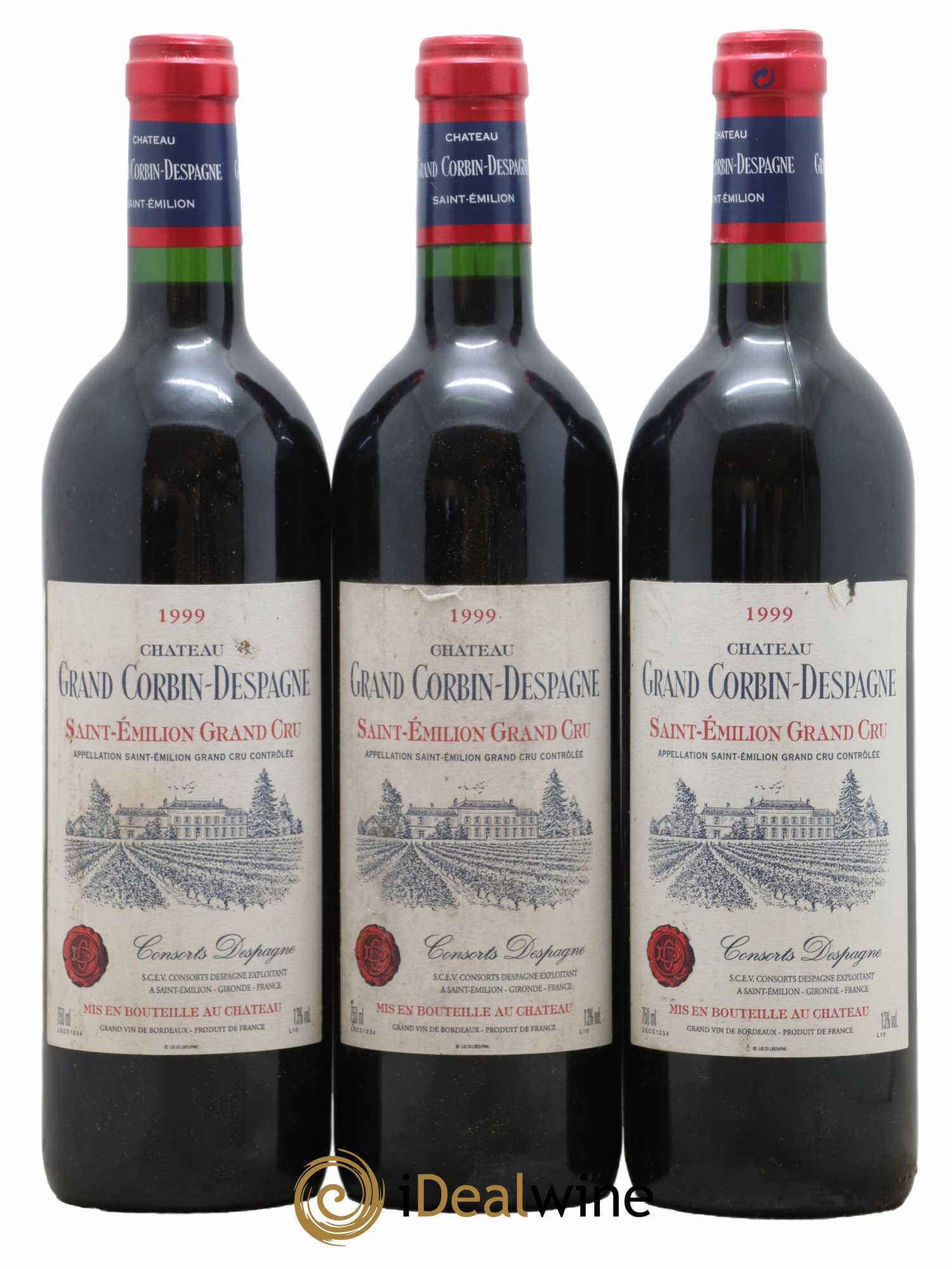 Château Grand Corbin Despagne Grand Cru Classé 1999 - Lot de 3 bouteilles - 0