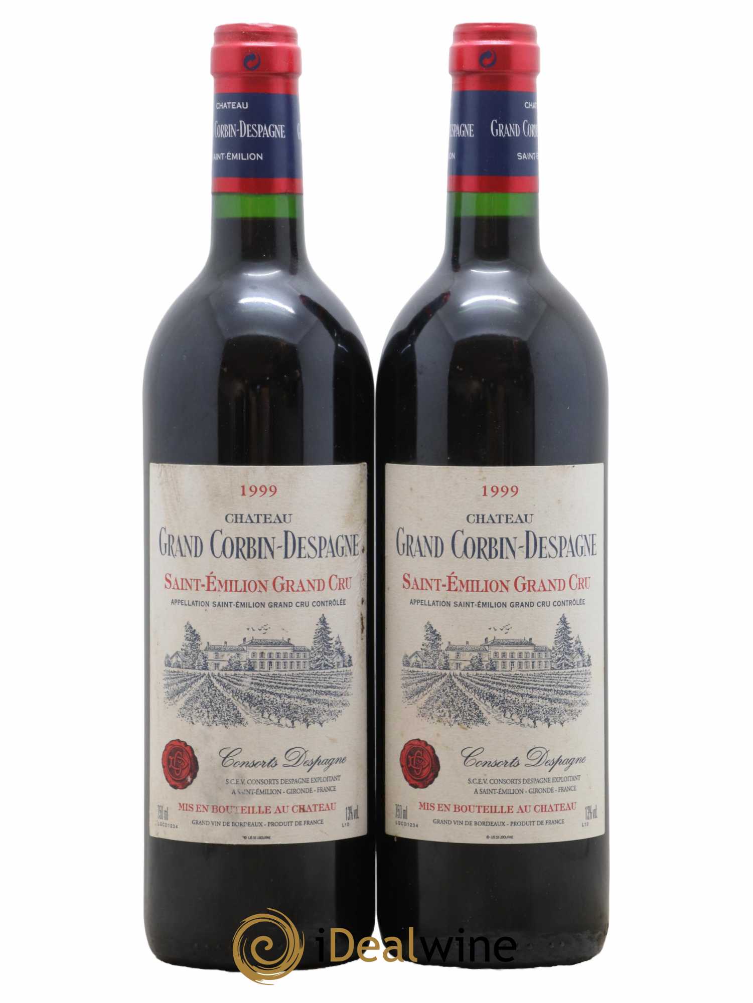 Château Grand Corbin Despagne Grand Cru Classé 1999 - Lot de 2 bouteilles - 0