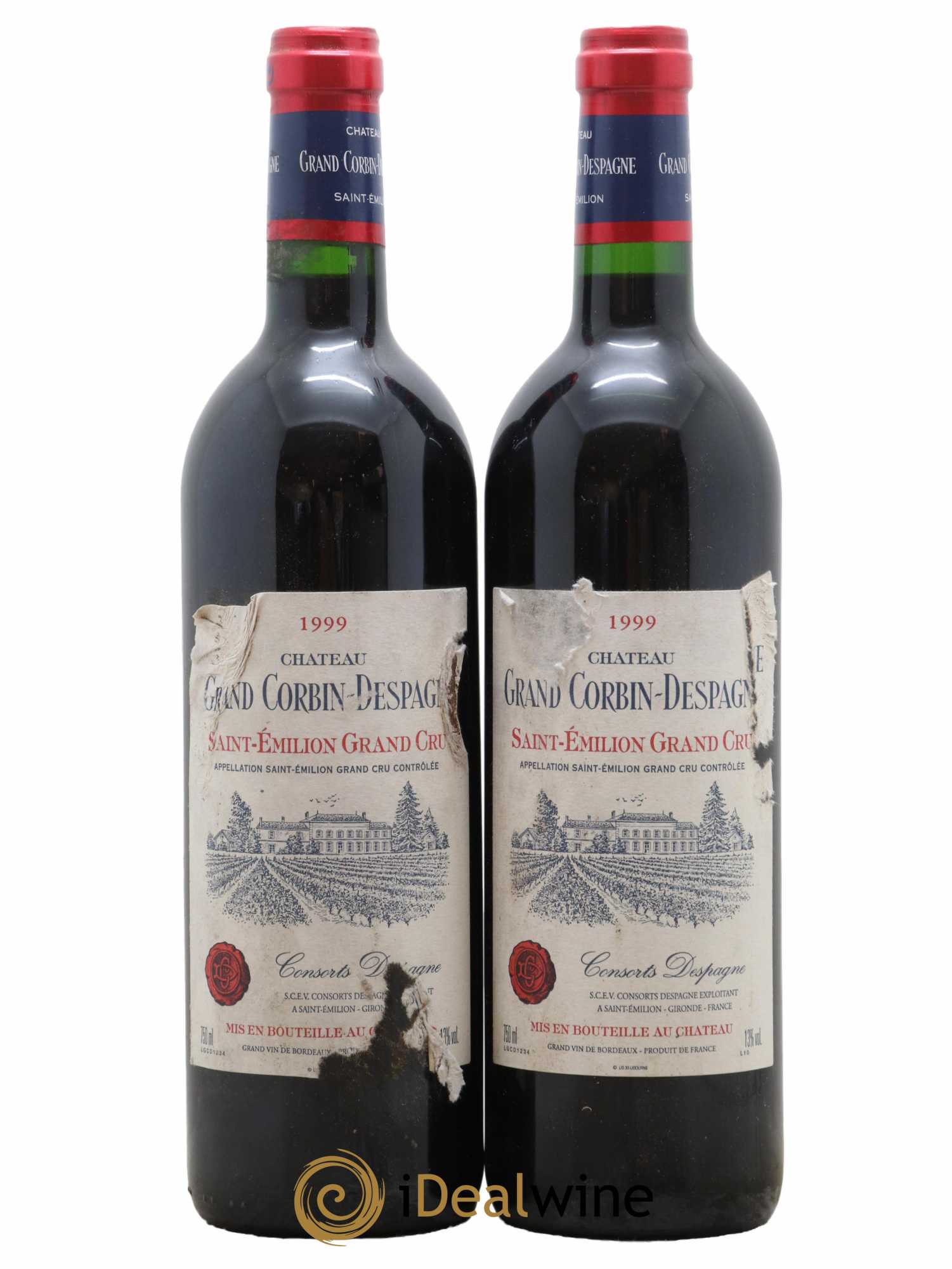 Château Grand Corbin Despagne Grand Cru Classé 1999 - Lot de 2 bouteilles - 0