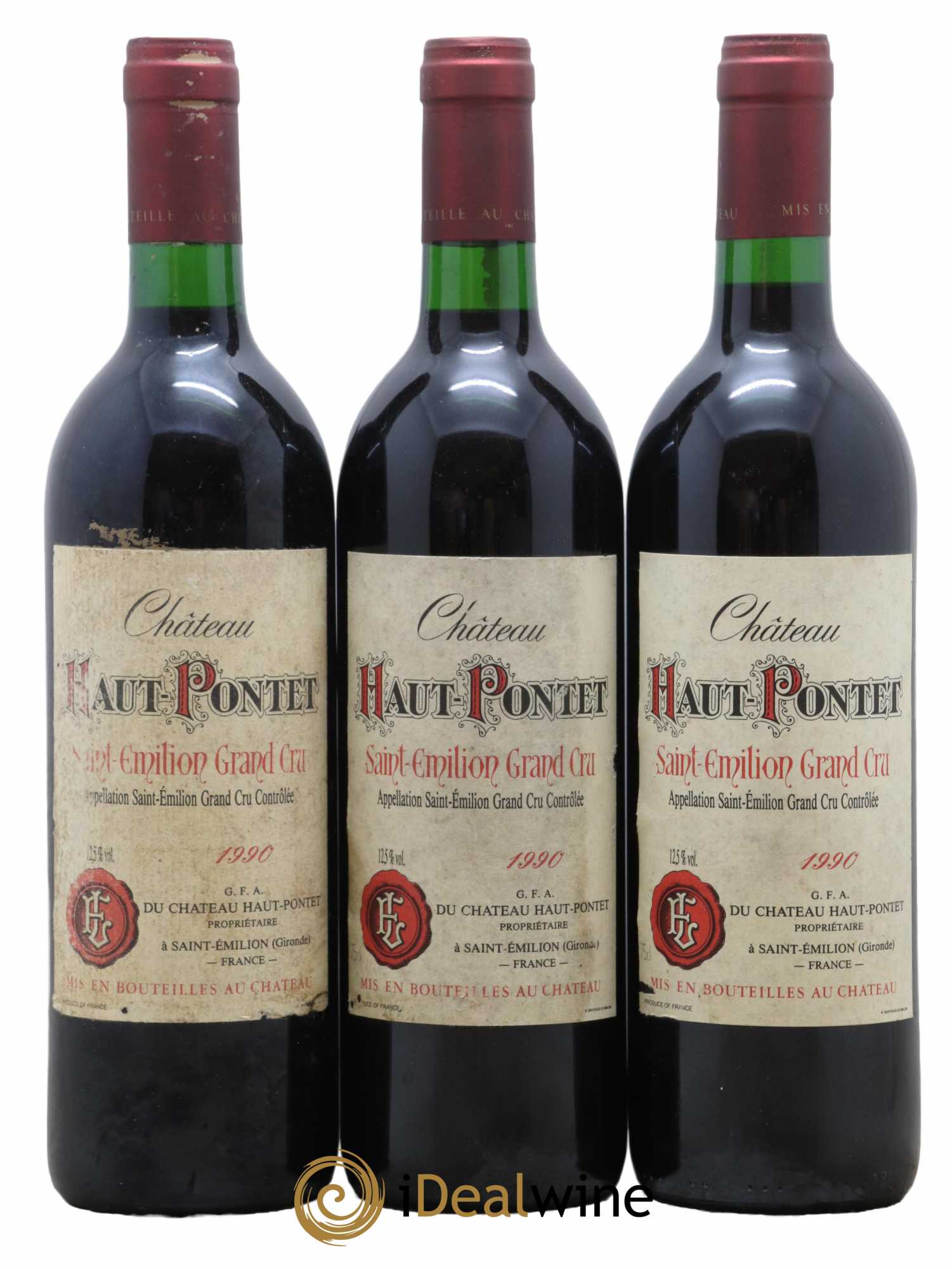 Saint-Émilion Grand Cru Château Haut Pontet 1990 - Lot de 3 bouteilles - 0