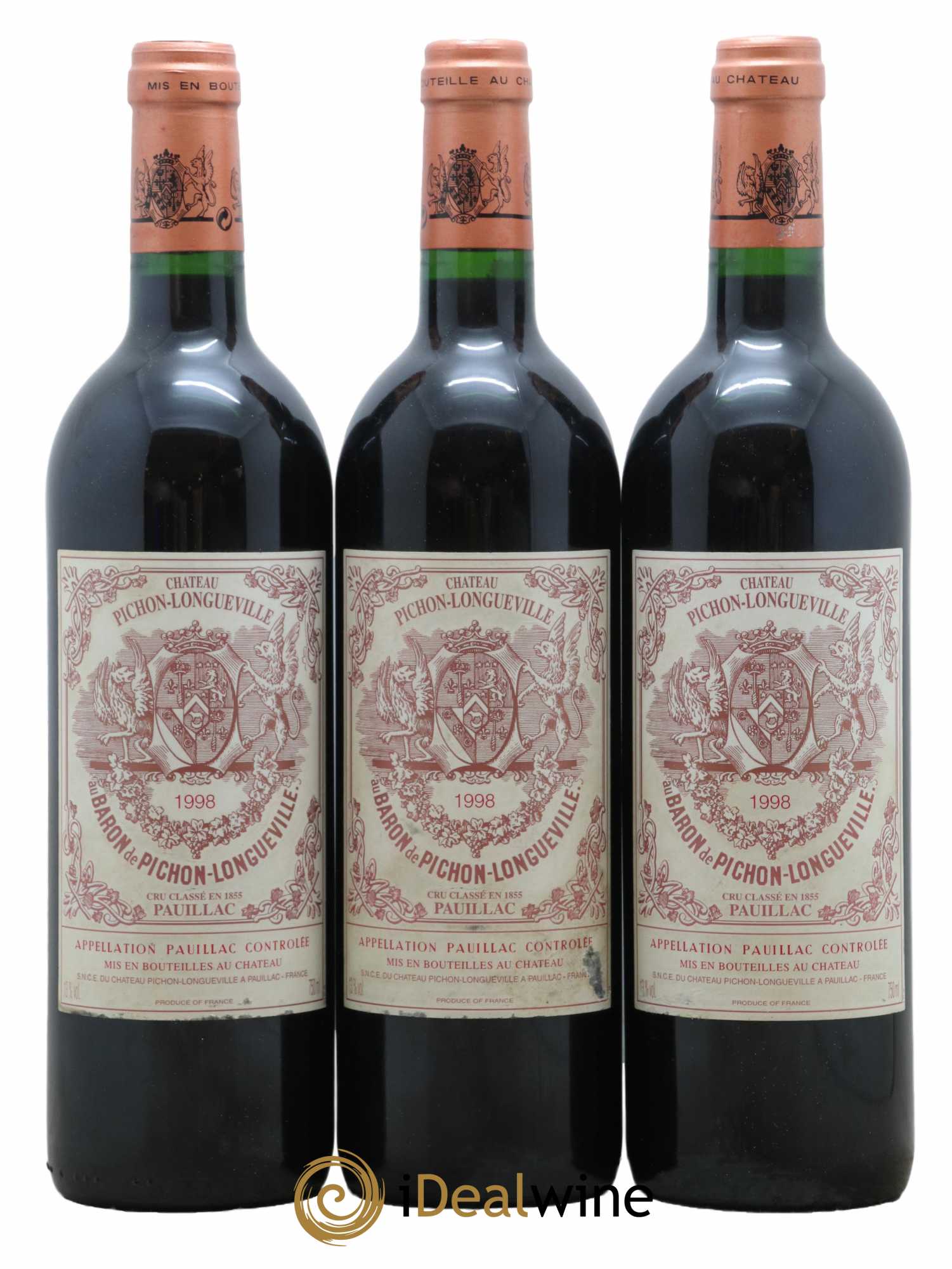 Pichon Longueville Baron 2ème Grand Cru Classé 1998 - Lot de 3 bouteilles - 0