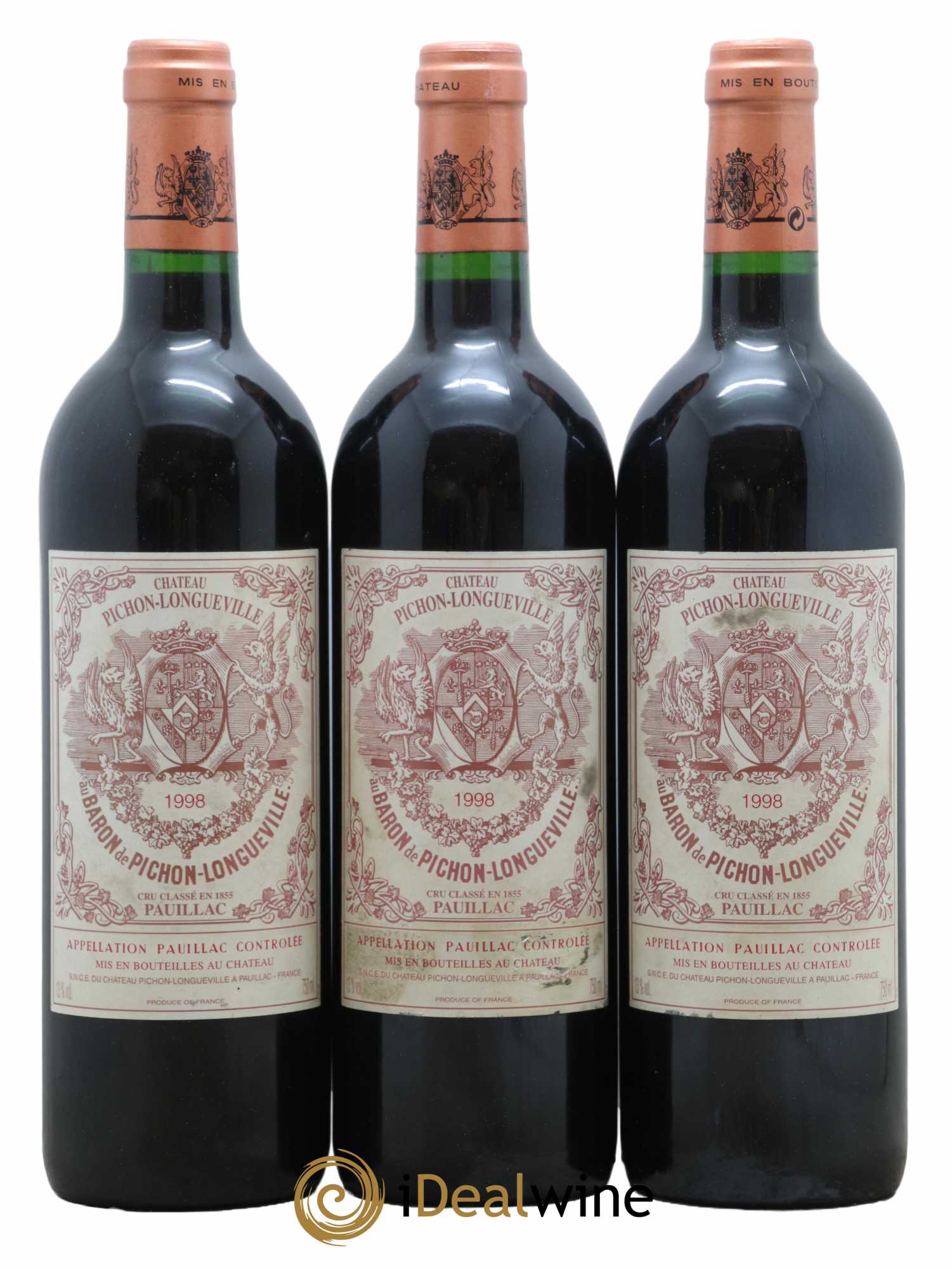 Pichon Longueville Baron 2ème Grand Cru Classé 1998 - Lot de 3 bouteilles - 0