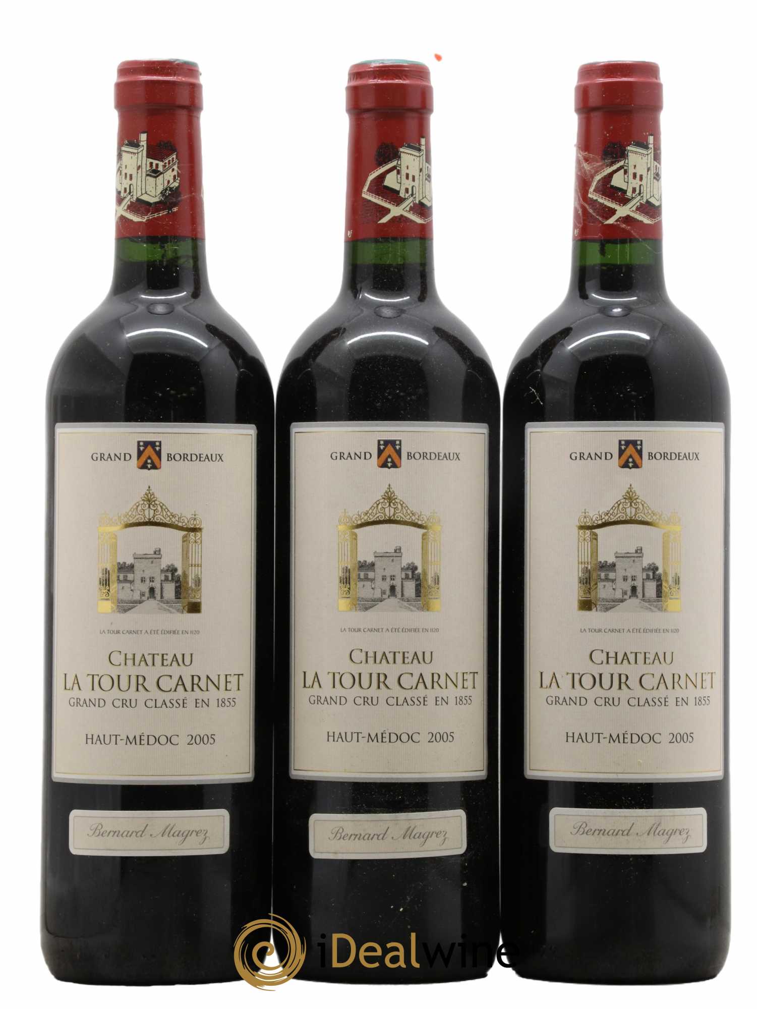 Château la Tour Carnet 4ème Grand Cru Classé 2005 - Lot de 3 bouteilles - 0