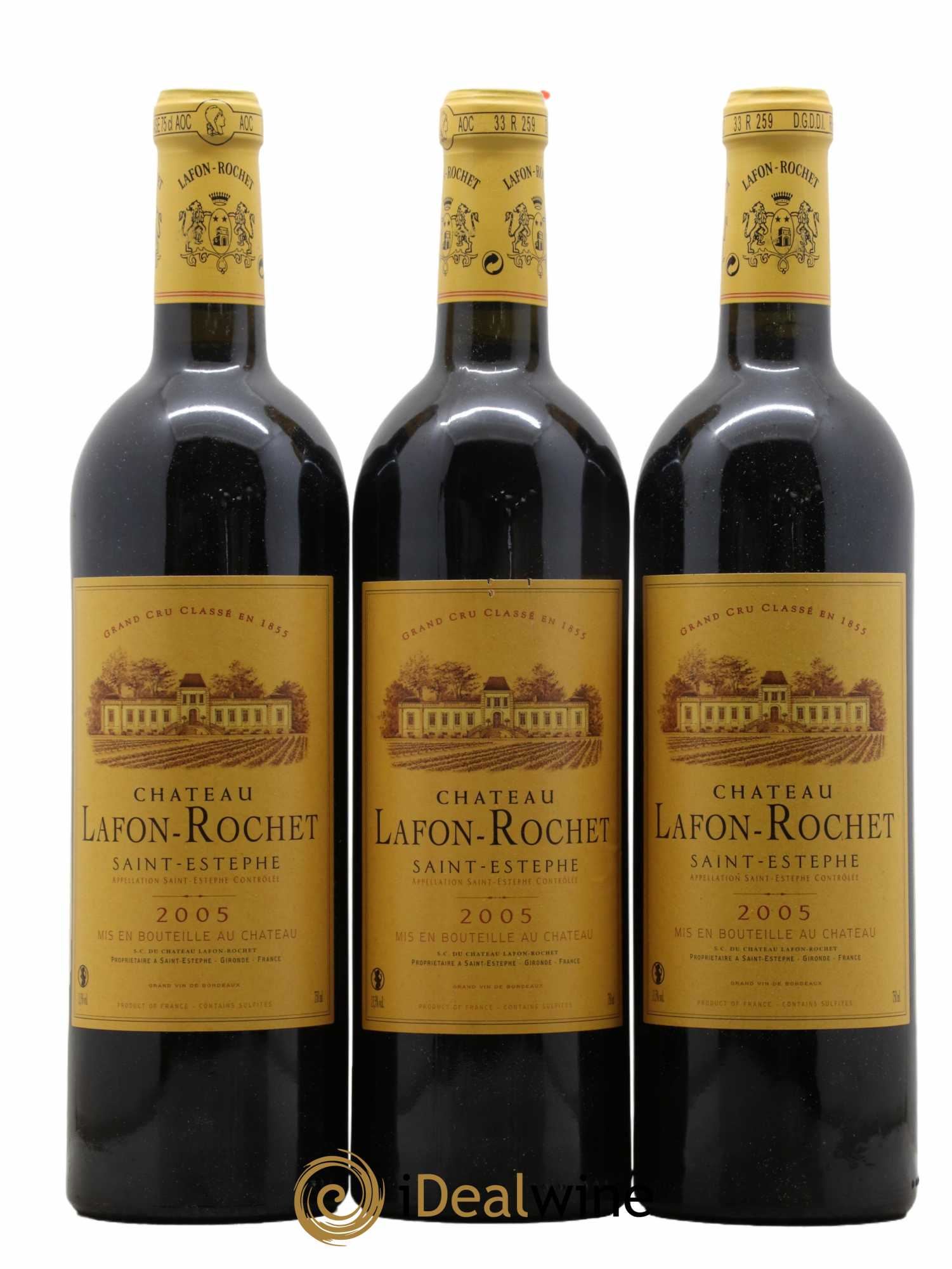 Château Lafon Rochet 4ème Grand Cru Classé 2005 - Lot de 3 bouteilles - 0