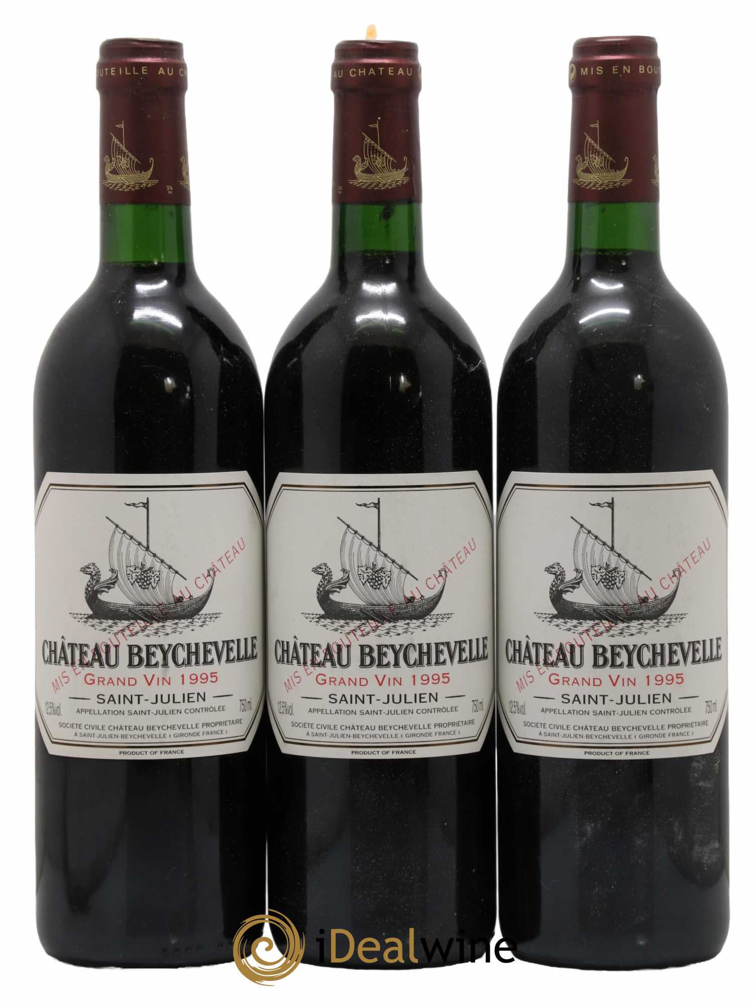 Château Beychevelle 4ème Grand Cru Classé 1995 - Lot de 3 bouteilles - 0
