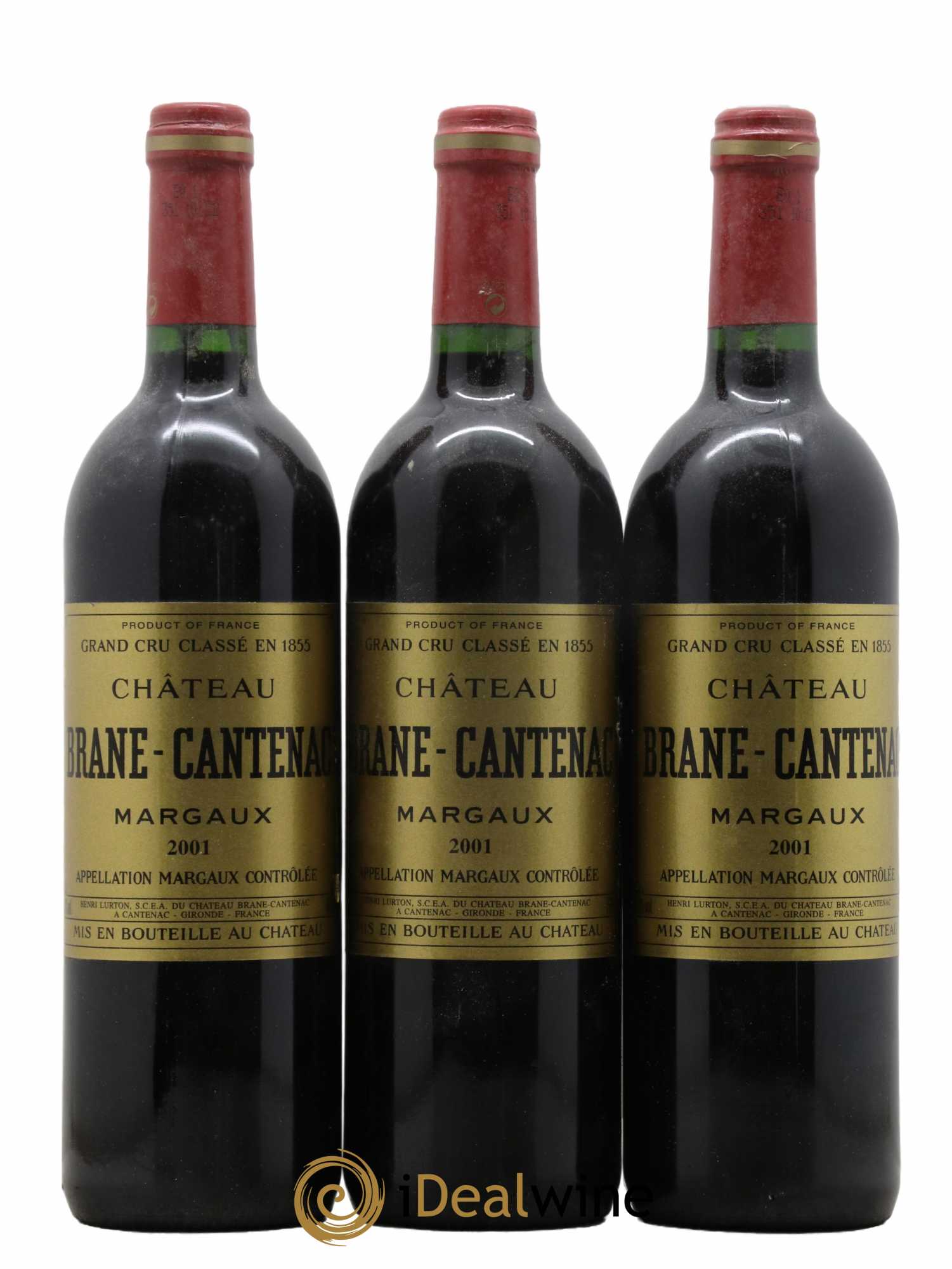Château Brane Cantenac 2ème Grand Cru Classé 2001 - Lot de 3 bouteilles - 0