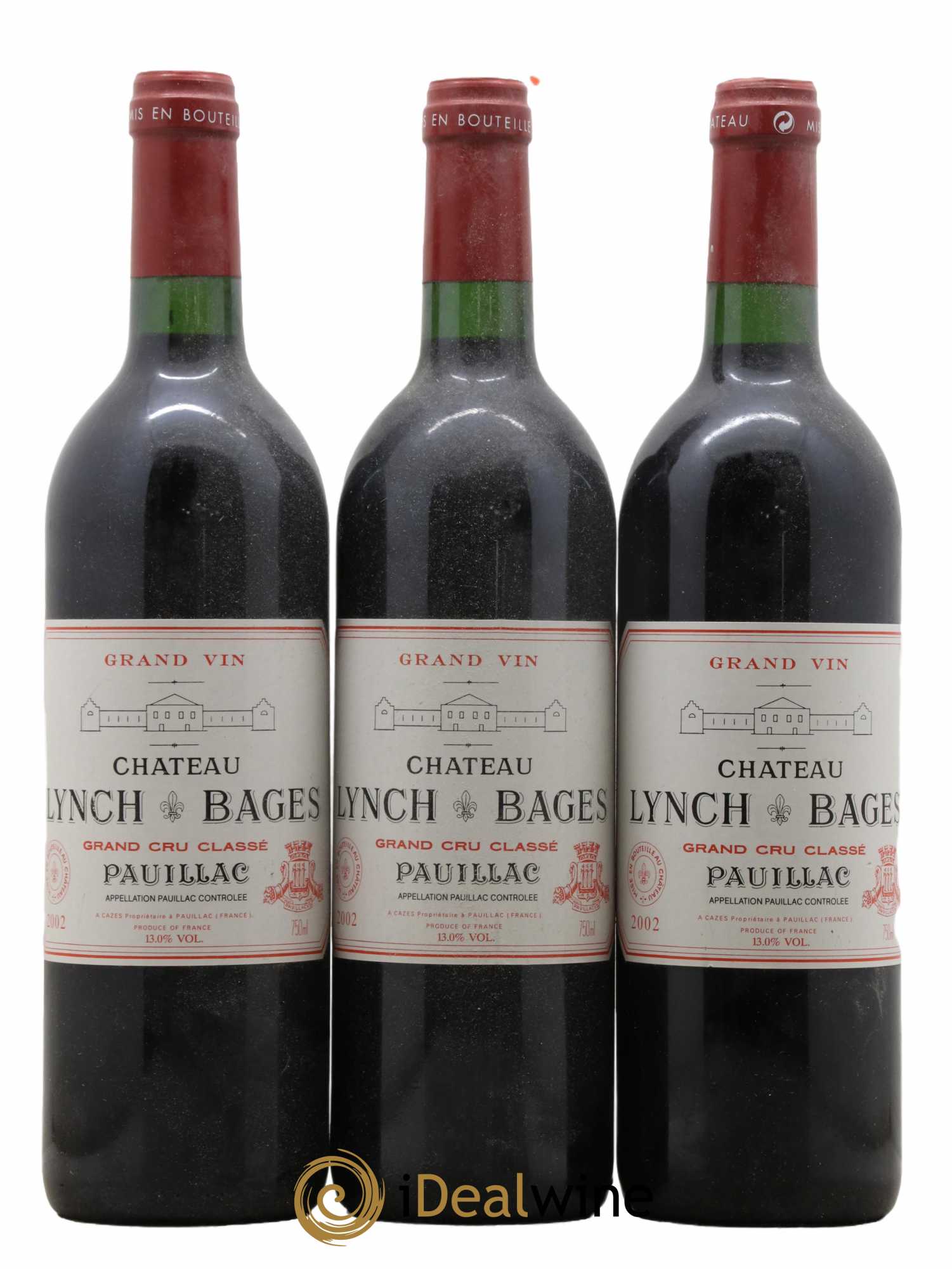 Château Lynch Bages 5ème Grand Cru Classé 2002 - Lot de 3 bouteilles - 0