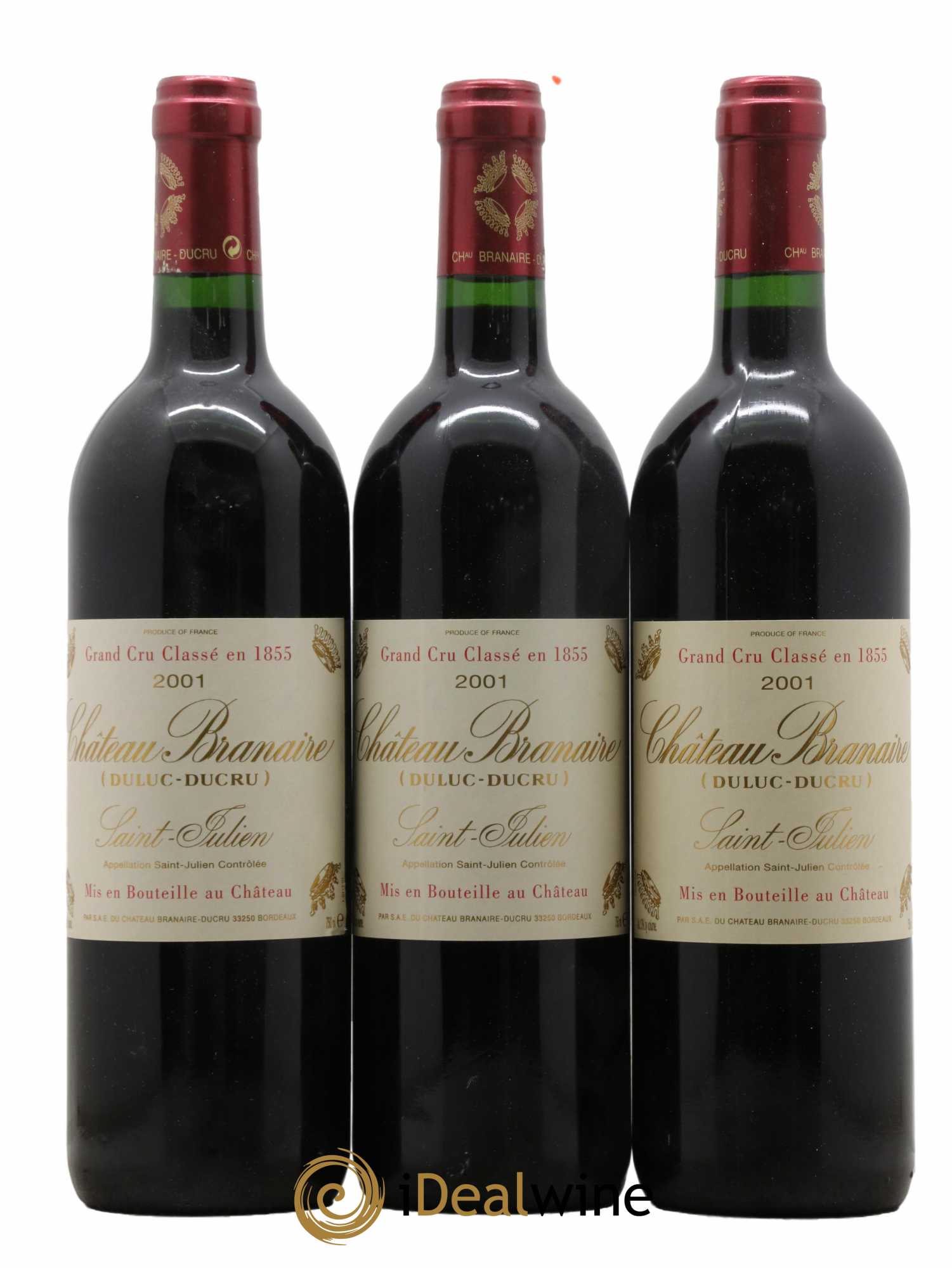 Château Branaire Ducru 4ème Grand Cru Classé 2001 - Lot de 3 bouteilles - 0
