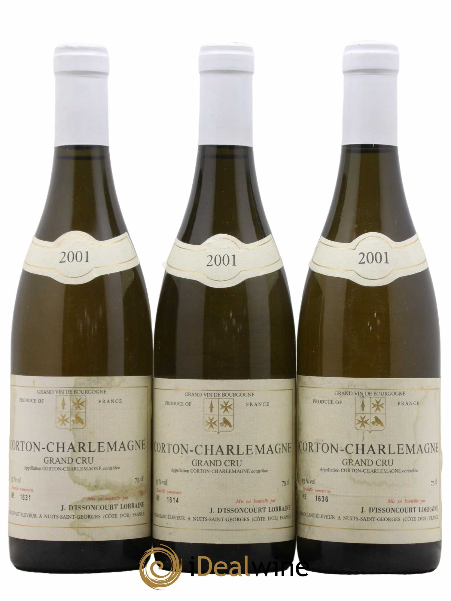 Corton-Charlemagne Grand Cru Domaine D'Issoncourt Lorraine 2001 - Lot de 3 bouteilles - 0