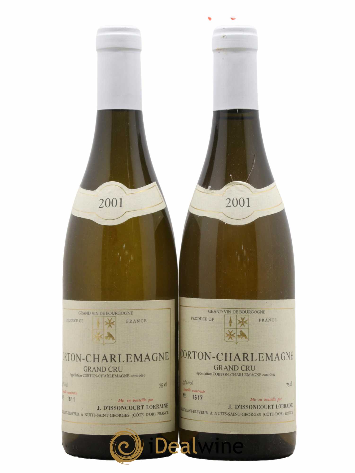Corton-Charlemagne Grand Cru Domaine D'Issoncourt Lorraine 2001 - Lot de 2 bouteilles - 0