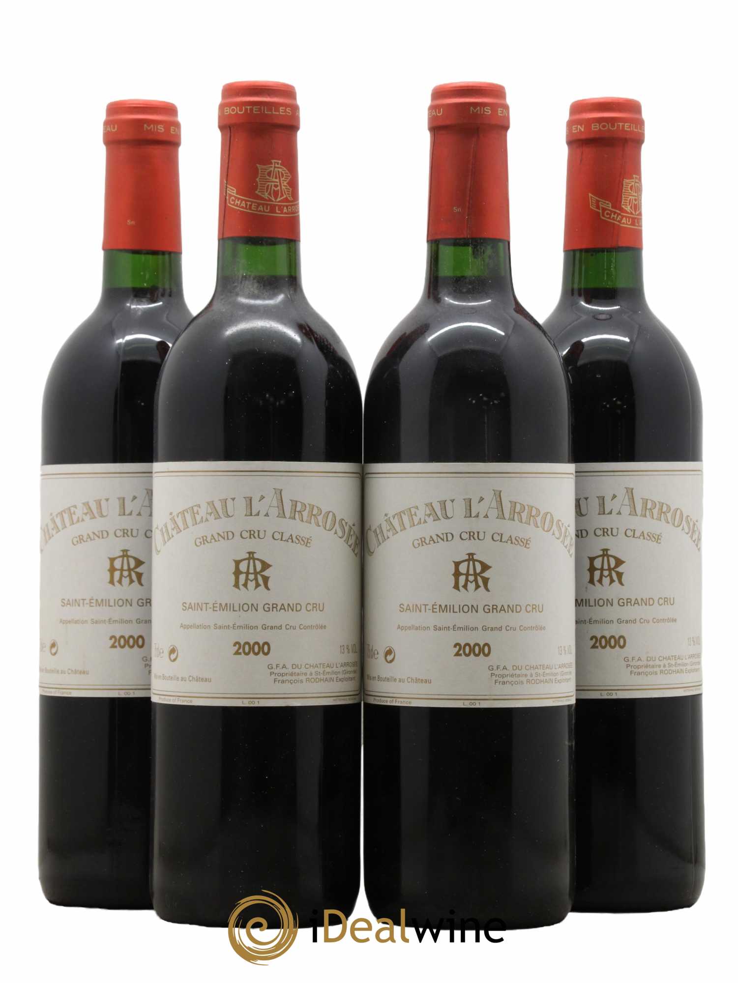 Château l' Arrosée Grand Cru Classé 2000 - Lot de 4 bouteilles - 0