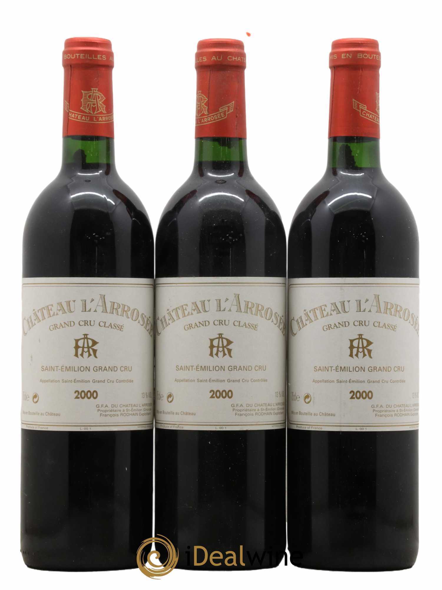 Château l' Arrosée Grand Cru Classé 2000 - Lot de 3 bouteilles - 0