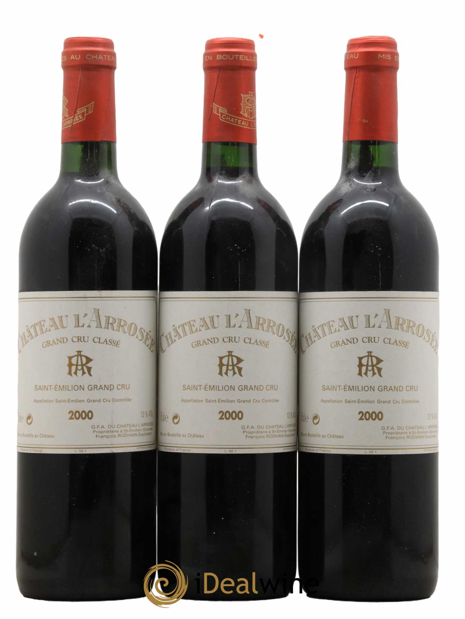 Château l' Arrosée Grand Cru Classé 2000 - Lot de 3 bouteilles - 0