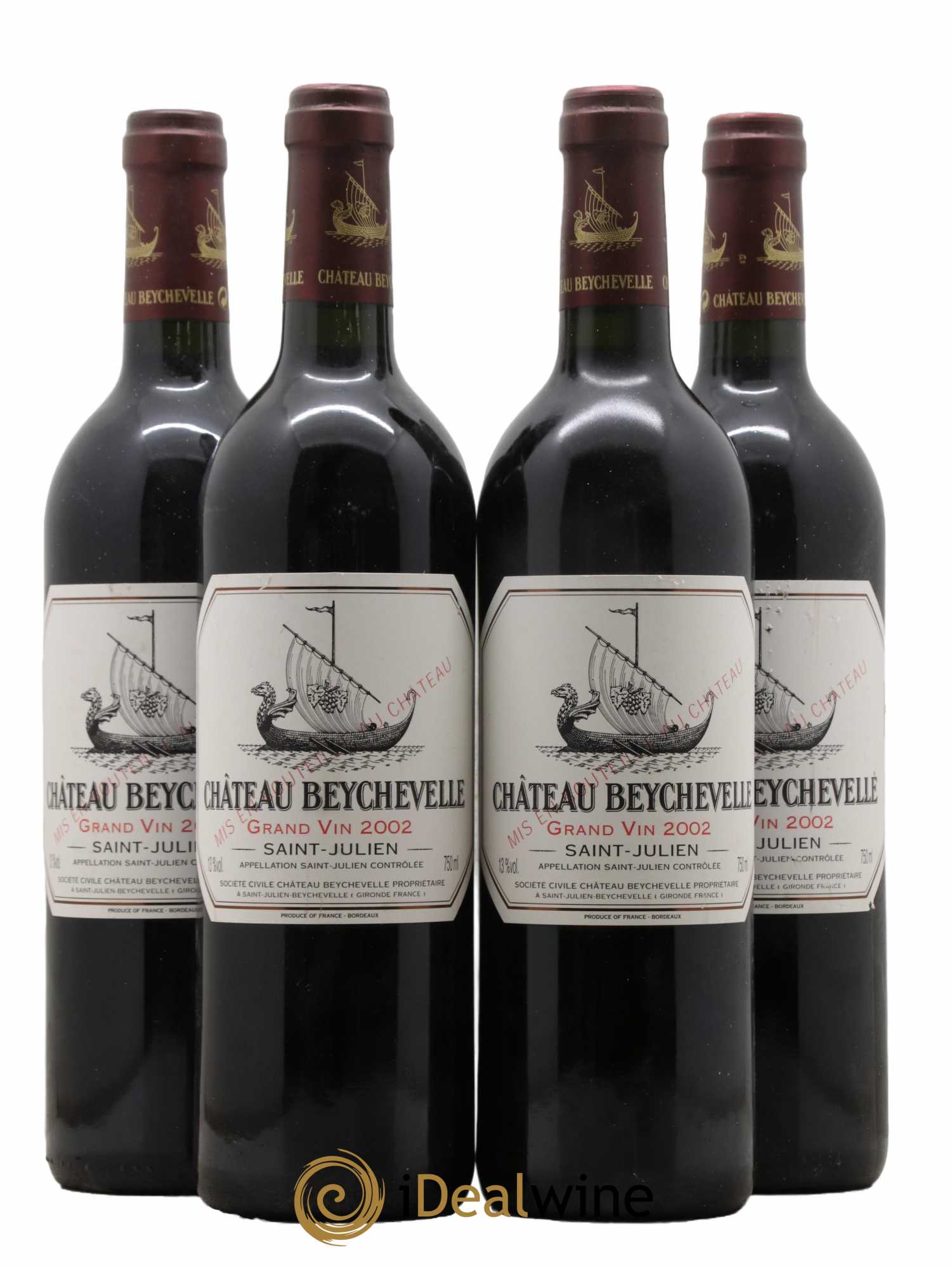 Château Beychevelle 4ème Grand Cru Classé 2002 - Lot de 4 bouteilles - 0