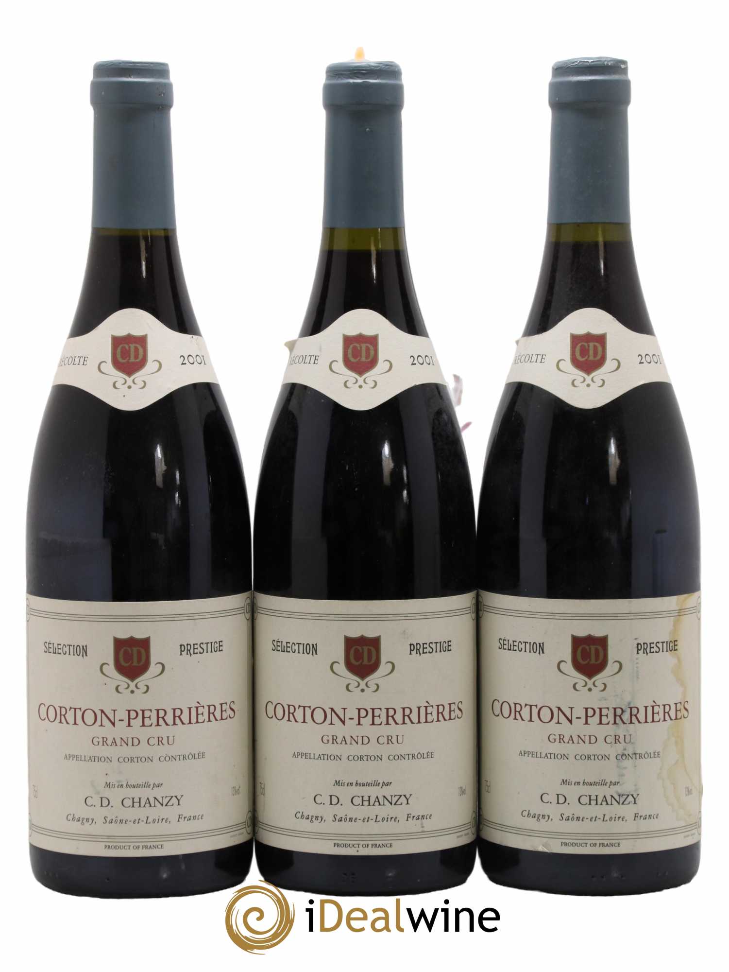 Corton Grand Cru Perrières Chanzy 2001 - Lot de 3 bouteilles - 0