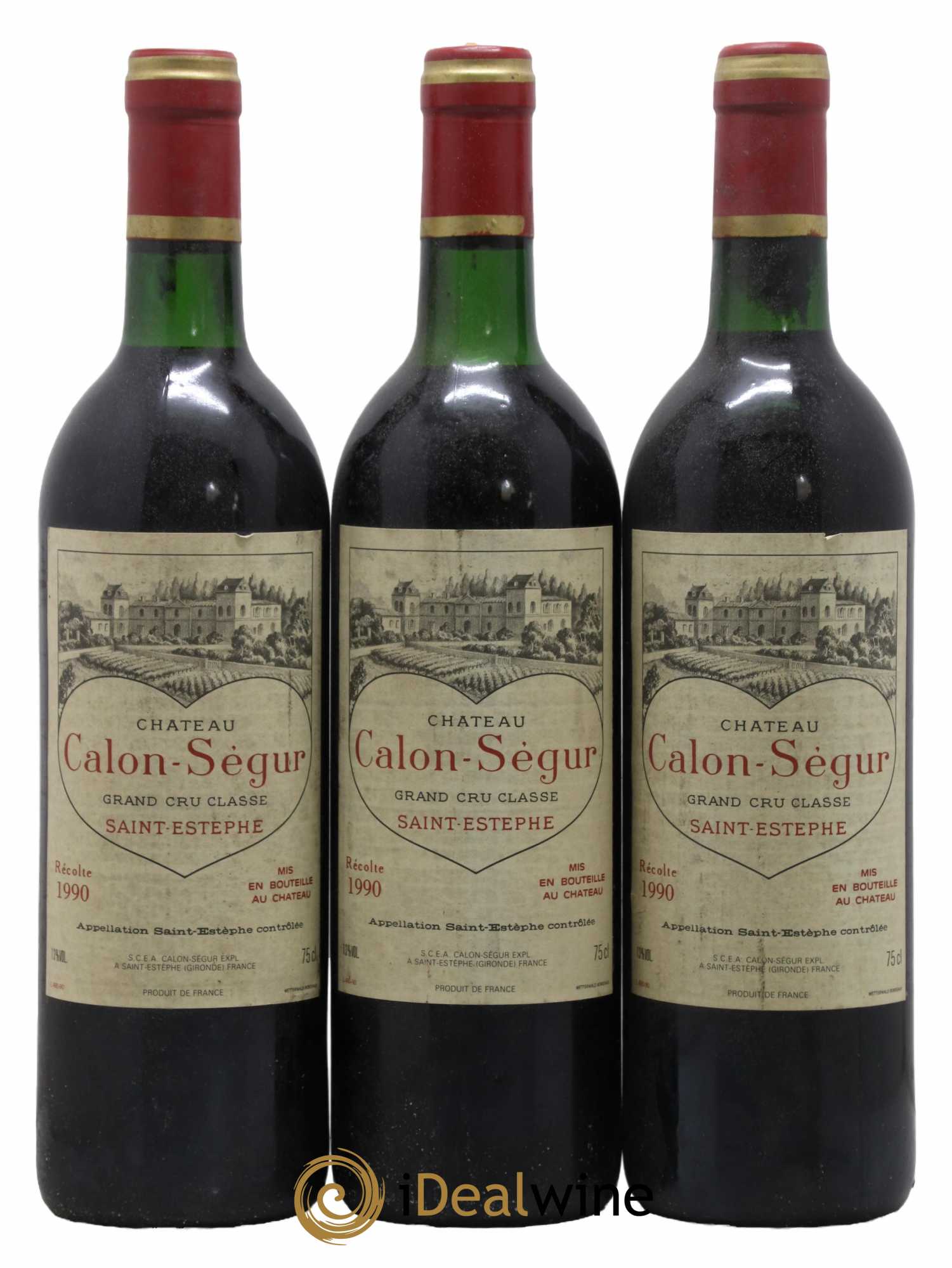 Château Calon Ségur 3ème Grand Cru Classé 1990 - Lot de 3 bouteilles - 0