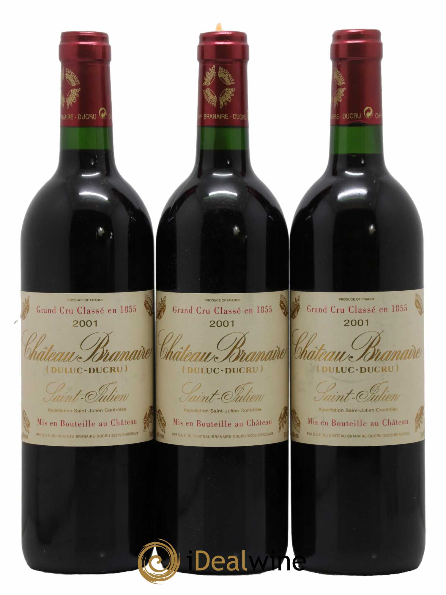 Château Branaire Ducru 4ème Grand Cru Classé 2001 - Lot de 3 bouteilles - 0
