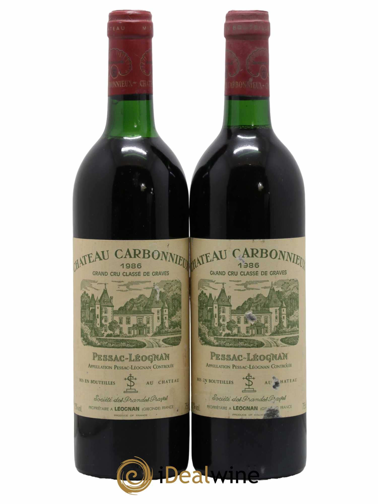 Château Carbonnieux Cru Classé de Graves 1986 - Lot de 2 bouteilles - 0