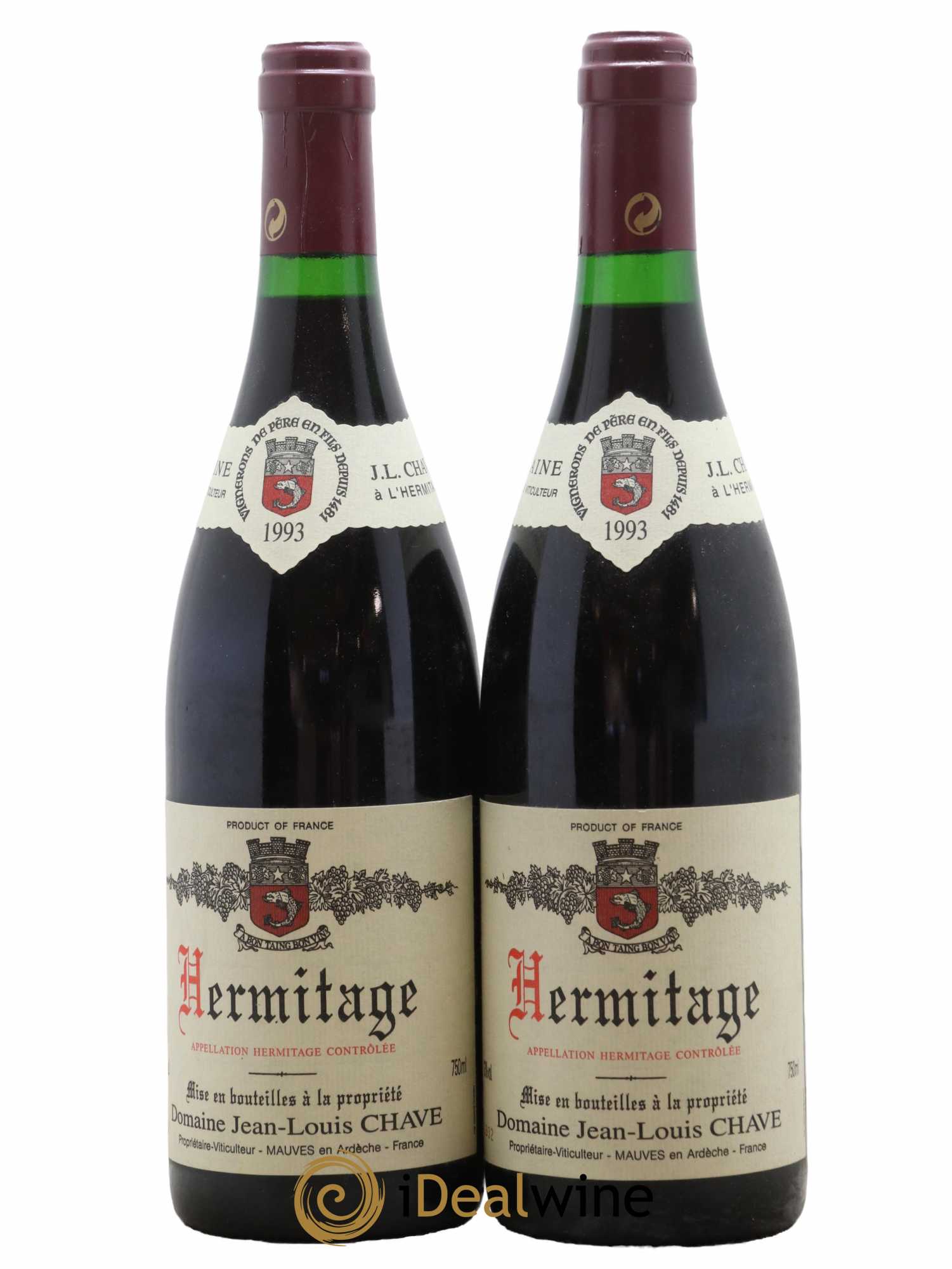 Hermitage Jean-Louis Chave 1993 - Lot de 2 bouteilles - 0